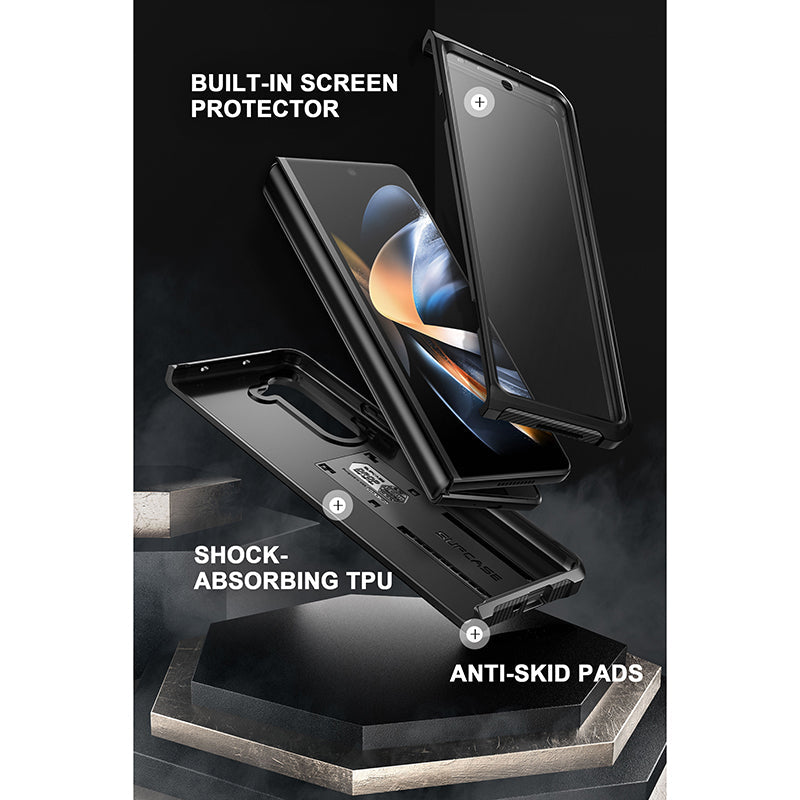 Samsung Galaxy Z Fold 5 Unicorn Beetle Kickstand Protective Case with Built-in Screen Protector - Black (Open Box) - Perfect for Work, Travel & Everyday Use