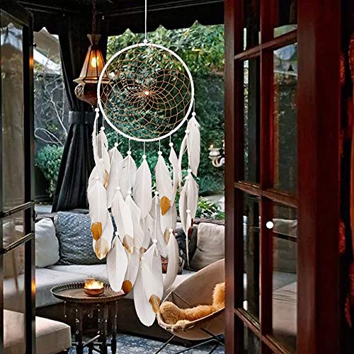 CHICIEVE Gold Dream Catcher - 7.9 Inch Handmade Wall Hanging Decor for Bedroom, Nursery, Wedding, Boho Home Decor | Perfect for Gifts, Spiritual Protection & Positive Vibes