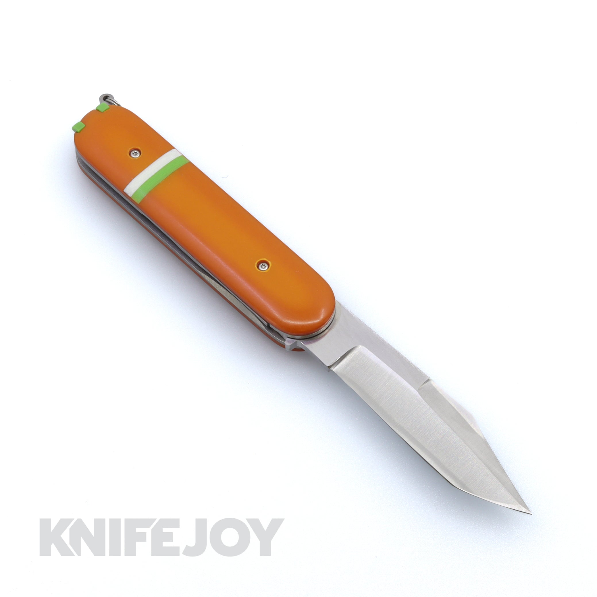 Premium Custom Switchblade Knife - Chuck Gedraitis Tanto Blade AEB-L Steel, Orange Paper Micarta & Green/White G10 Scales, Titanium Liners - Tactical EDC, Outdoor Survival, Hunting & Collection