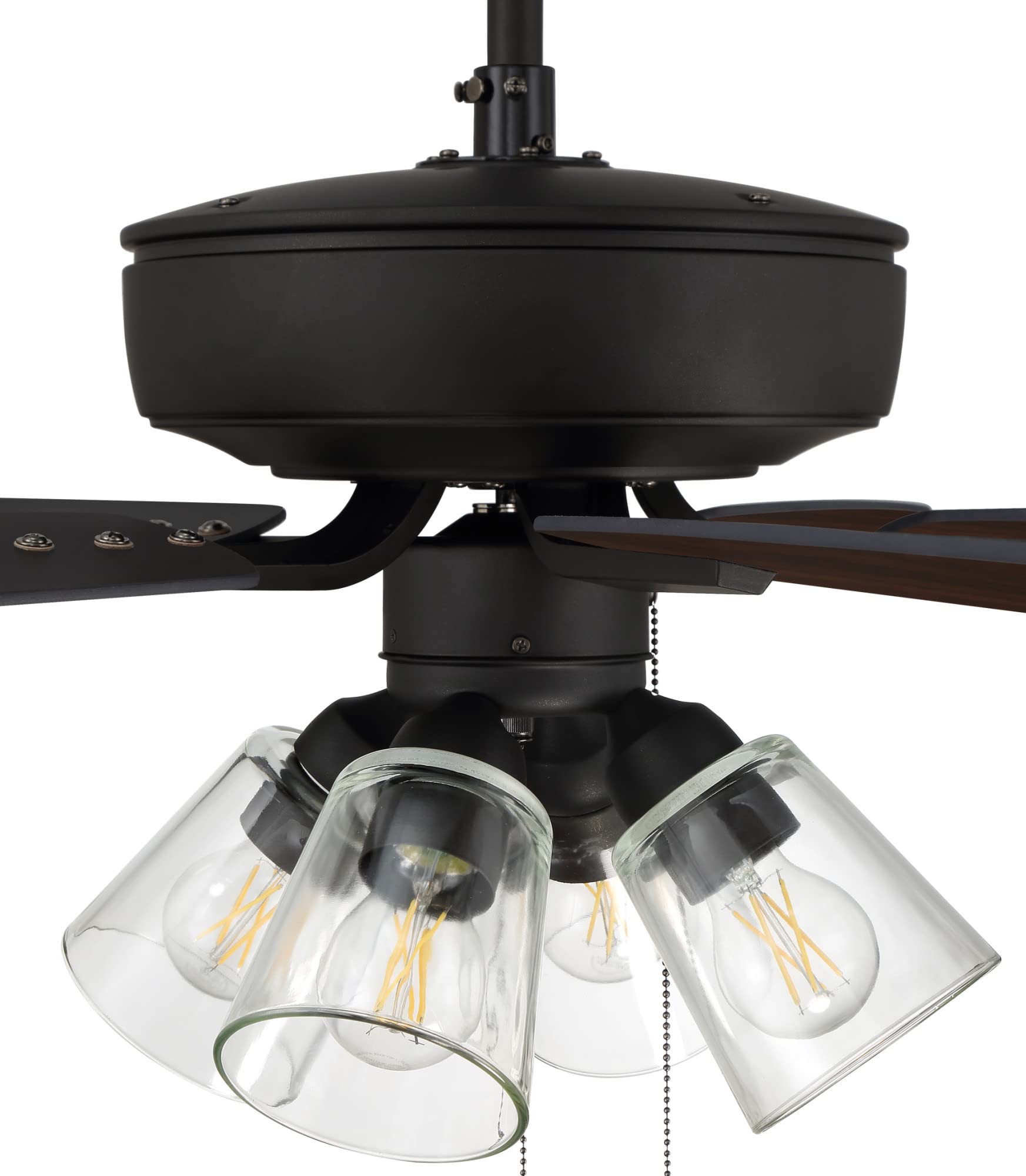Craftmade P104ESP5-52ESPWLN 52-Inch Indoor Ceiling Fan with LED Light Kit, 5 Reversible Espresso/Walnut Blades, Pull Chain Control - Perfect for Living Room, Bedroom, and Office Spaces