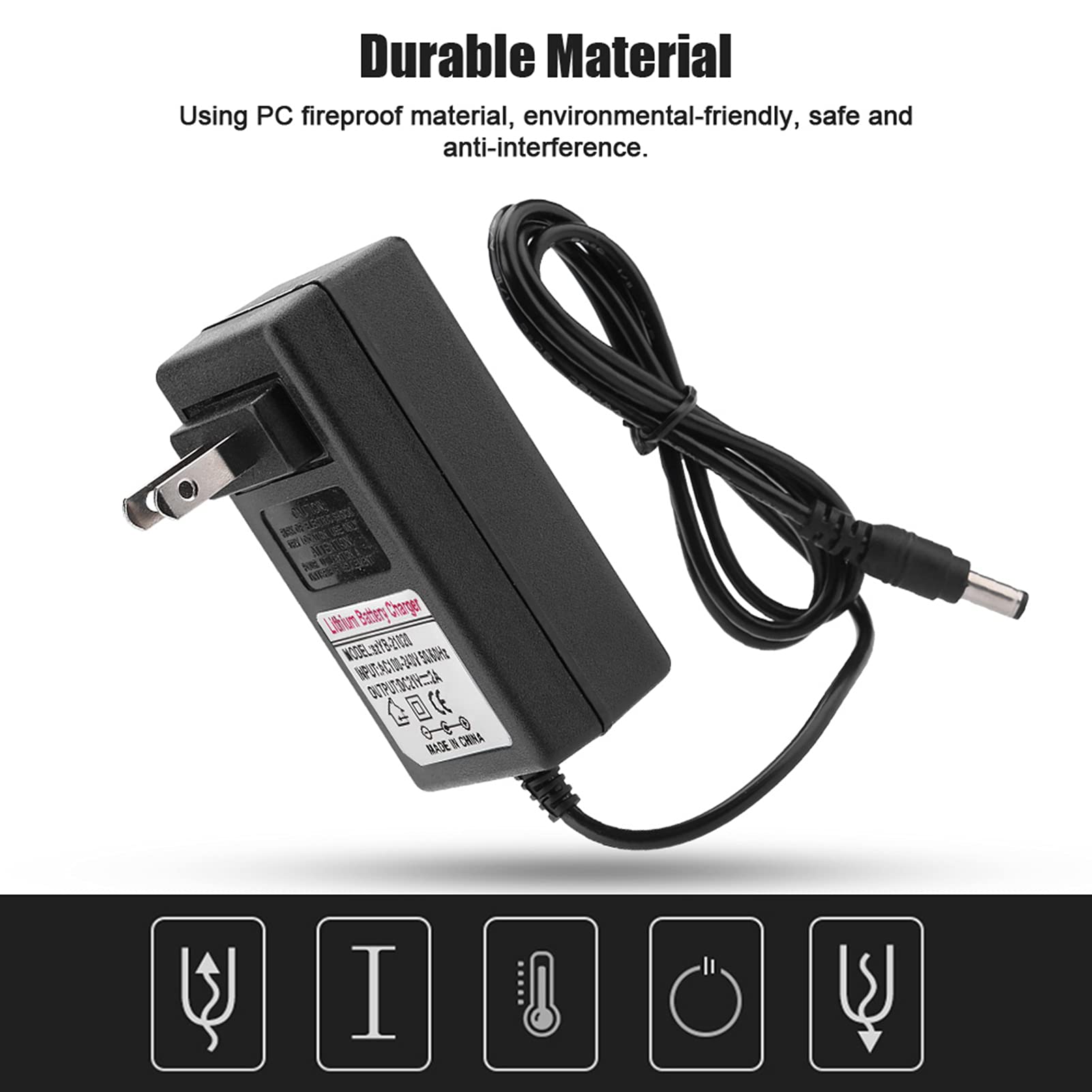 21V 2A Lithium Battery Charger with 100-240V AC Adapter - Fast Charging Power Supply for Cordless Tools, Laptops, and Electronics - Perfect for DIY Projects and Home/Office Use