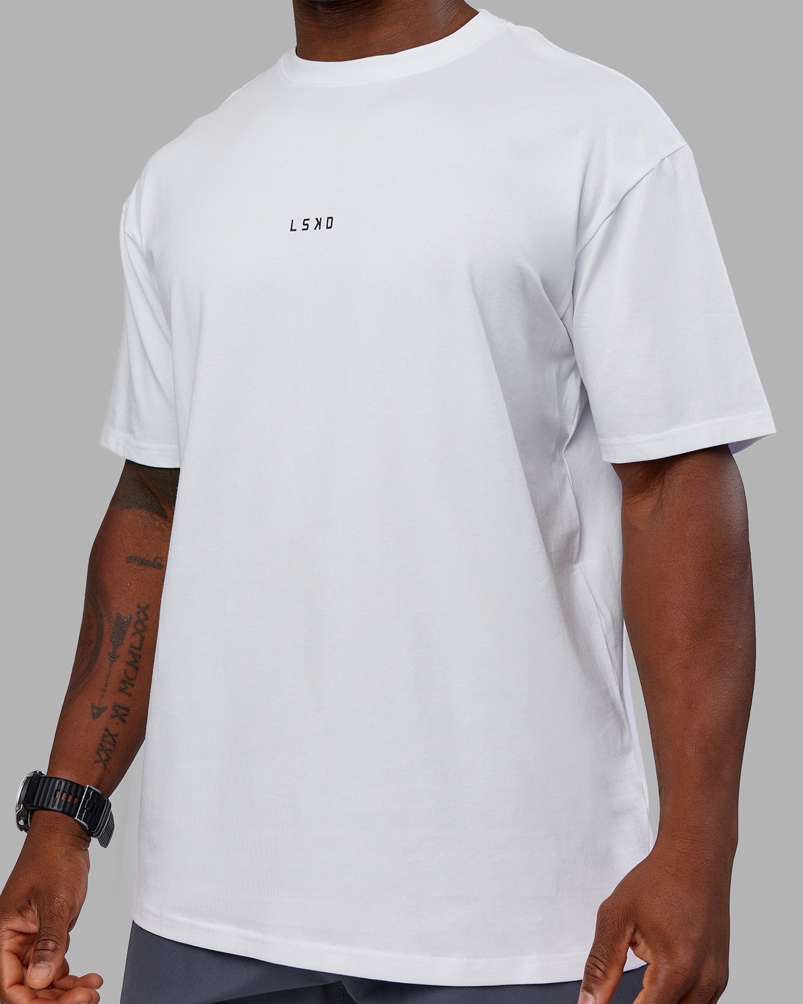FLXCotton Oversized Kettlebell Workout Tee - White & Black - Gym, CrossFit & Home Training Comfort Shirt