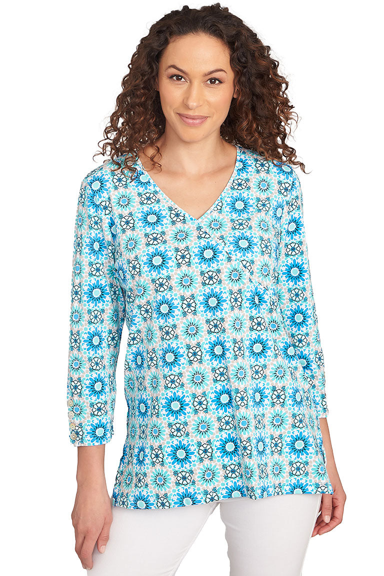 Prints Charming Medallion Surplice Top - Floral Print Women's Blouse for Casual & Party Wear | Perfect for Date Nights & Office Outfits