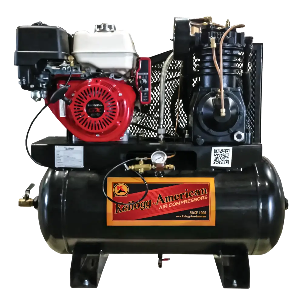 Kellogg HD30GH14E 12HP Honda Gas Engine Air Compressor - 30 Gallon Tank, 27.9 CFM @ 175 PSI - Heavy Duty for Construction, Woodworking & Automotive Repair