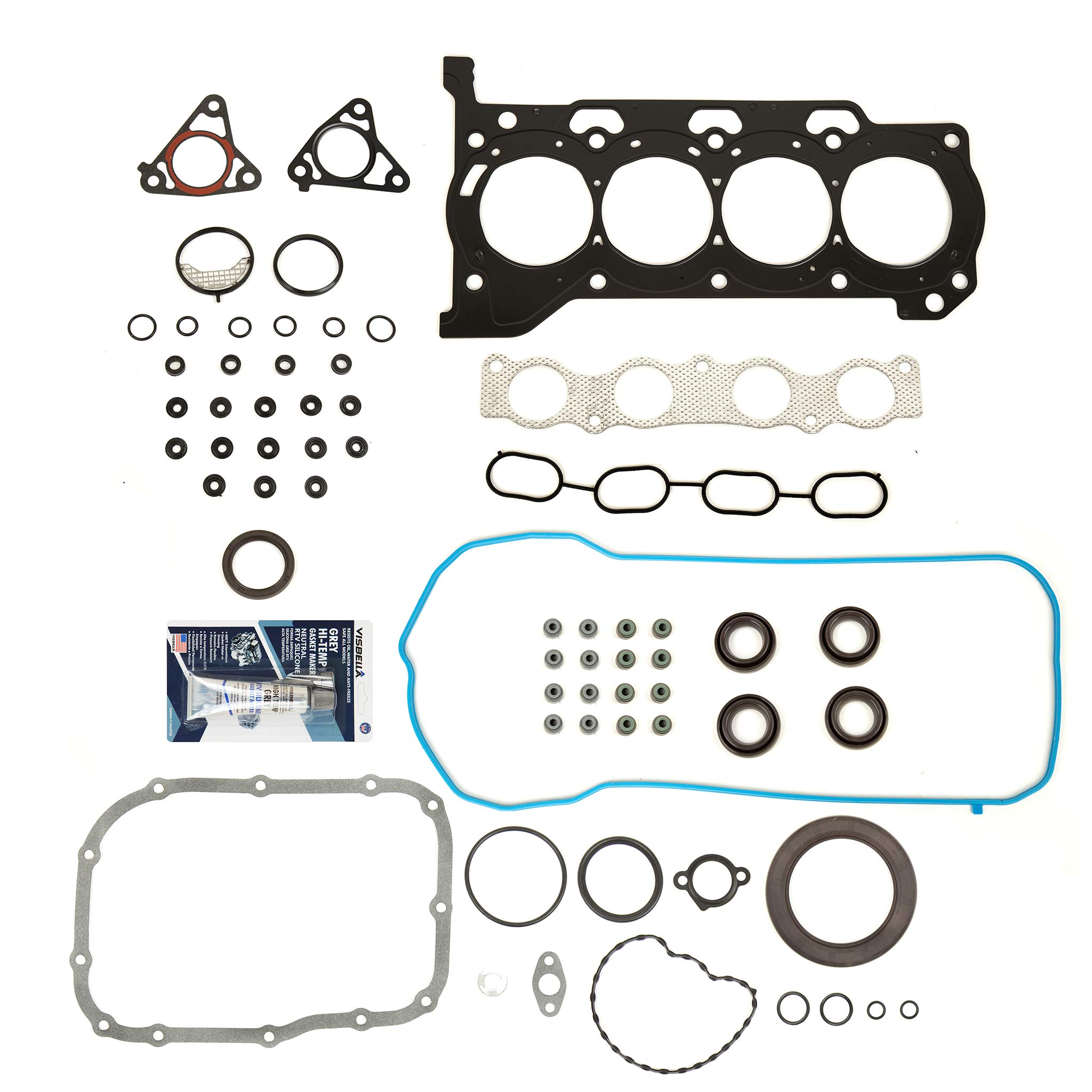 Full Gasket Set Compatible with 2008-2016 Pontiac Vibe, Scion xD, Toyota Corolla 1.8L 2ZR-FE Engine - Complete Seal Kit for Valve Cover, Oil Pan, Timing Cover & More - Perfect for Engine Rebuilds & Repairs