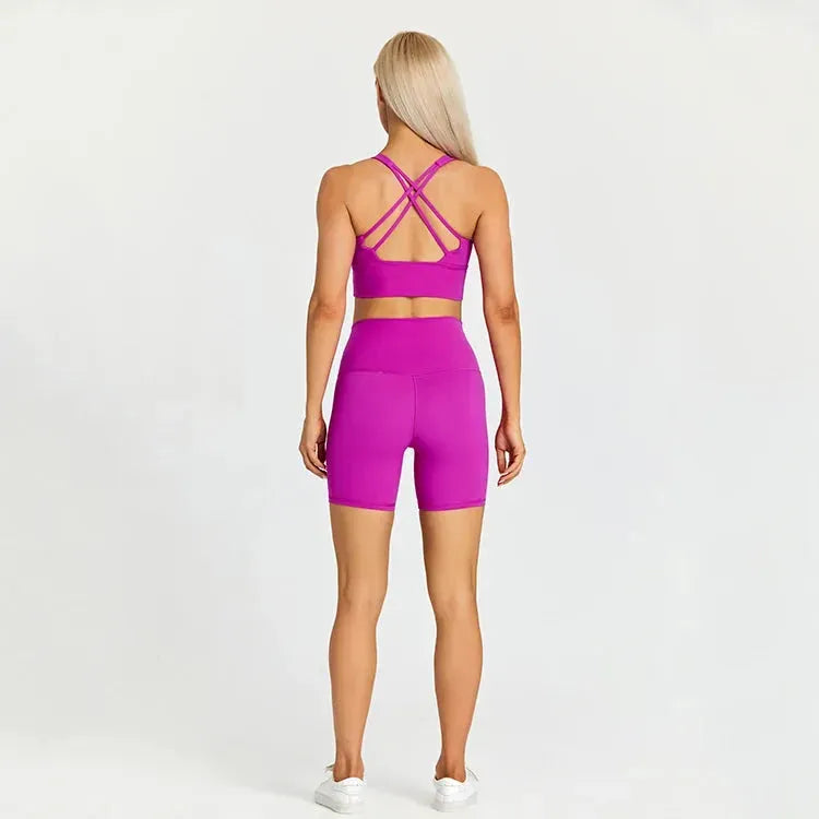 ABS LOLI Pockets Yoga Shorts Set for Women - 2 Piece High Waist Workout Outfit with Side Pockets | Gym Wear, Running Shorts & Sports Clothes | Perfect for Yoga, Fitness Training & Casual Athleisure Wear