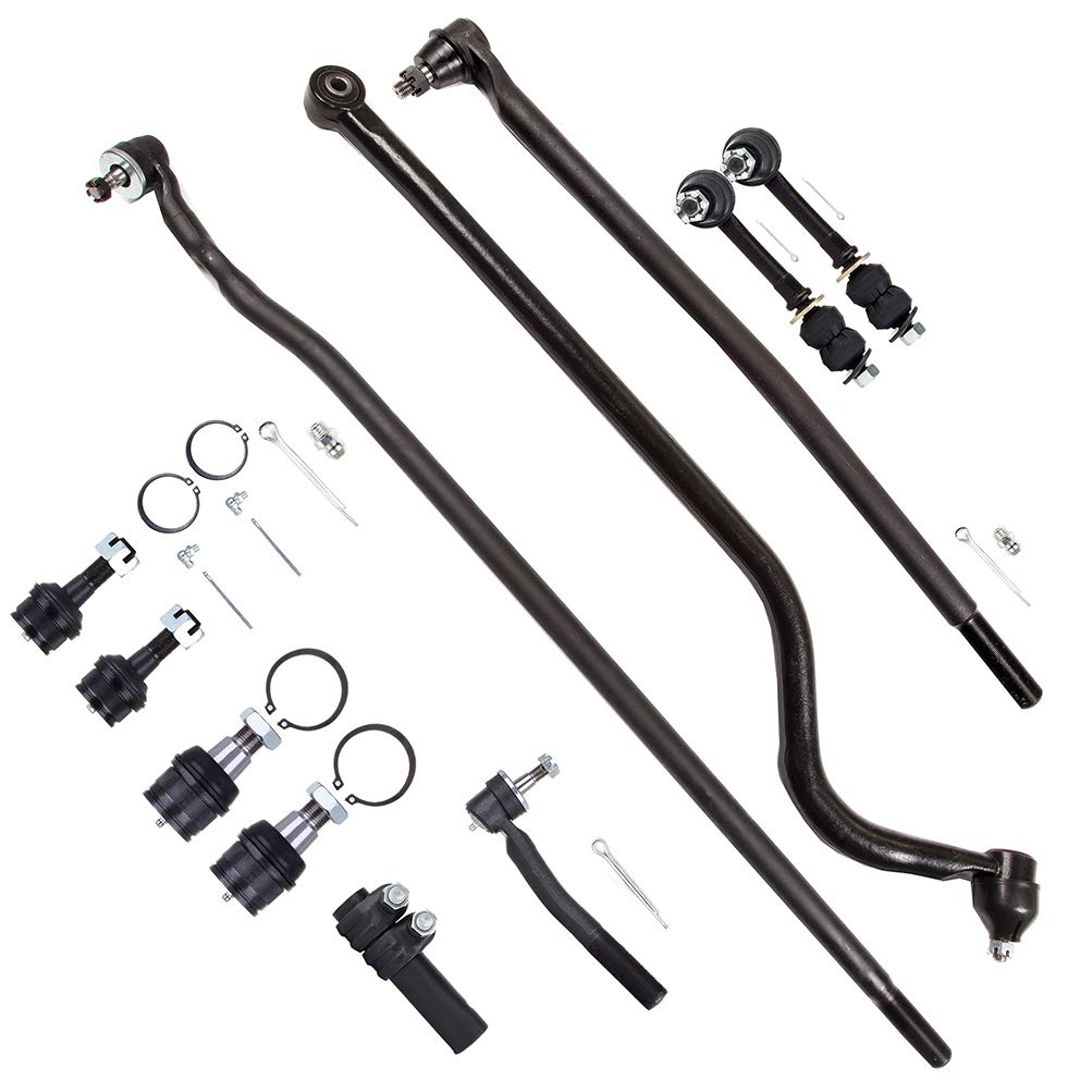 SCITOO 11-Piece Front Suspension Kit for Ram 2500 & 3500 - Lower Ball Joints, Outer/Inner Tie Rod Ends, Sway Bar Links, Track Bar, Upper Ball Joints, Adjusting Sleeve - Heavy Duty Truck Suspension Replacement Parts for Off-Roading & Towing