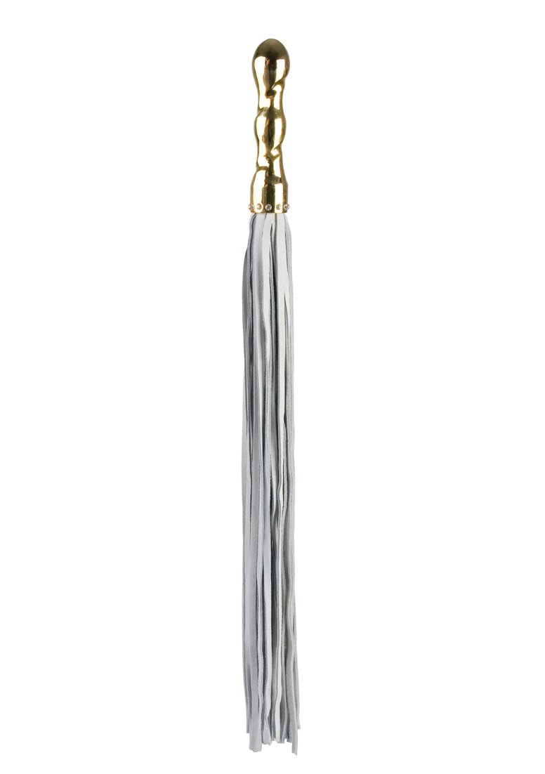 Luxury Whip - 18K Gold Plated with White Strings for BDSM, Sensation Play & Adult Entertainment