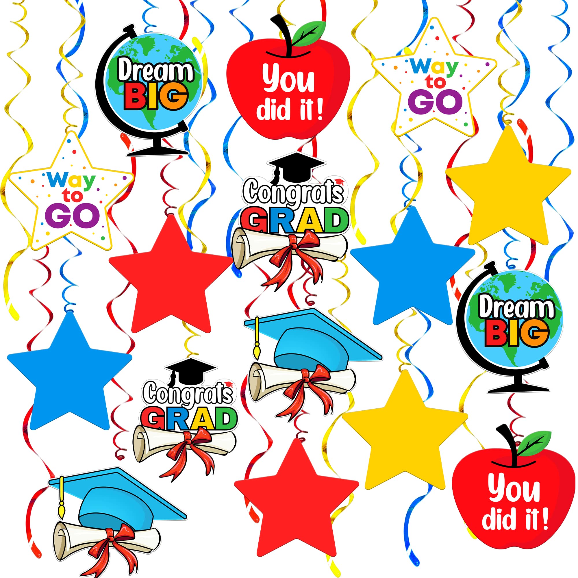 Katchon 46-Pack Kindergarten Graduation Hanging Swirl Decorations - Class of 2025 | No DIY Teacher & Preschool Graduation Party Supplies | Perfect for Classroom Decor, Graduation Ceremonies & Photo Backdrops