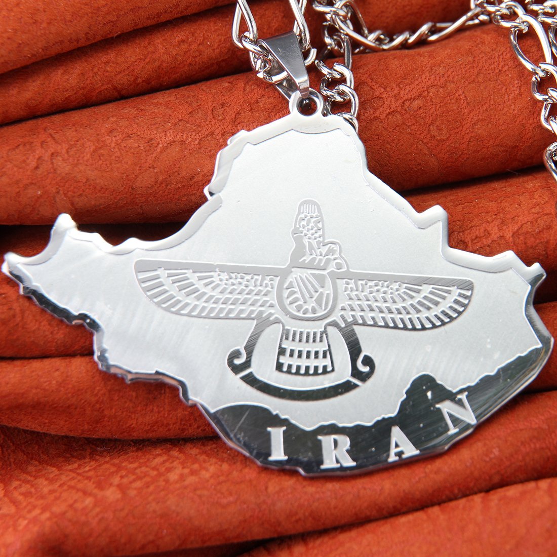 Persian Farohar Farvahar Necklace - Iranian Map Charm Pendant for Men & Women - Perfect for Cultural Pride, Gifts & Spiritual Jewelry