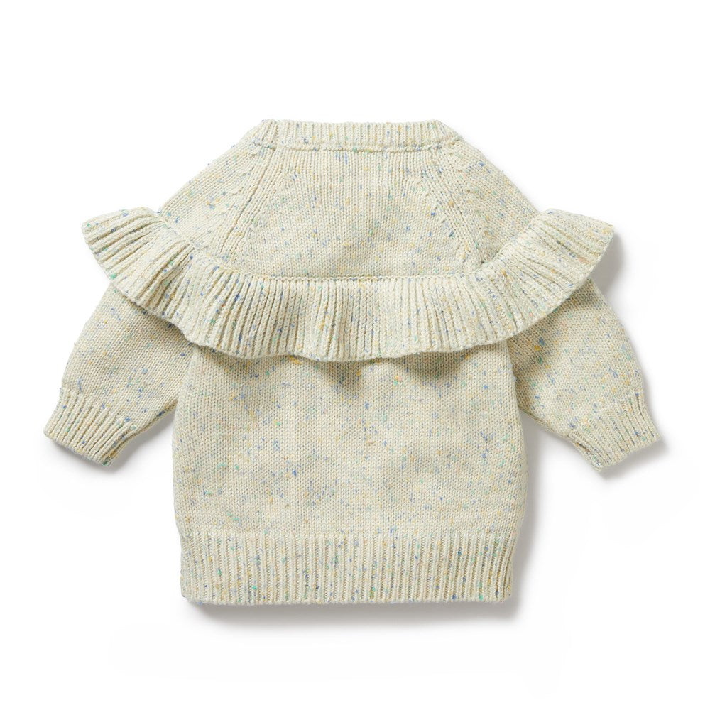 Dew Fleck Knitted Ruffle Jumper Women's Sweater - Soft Comfortable Winter Pullover for Casual Wear, Office & Date Night Outfits