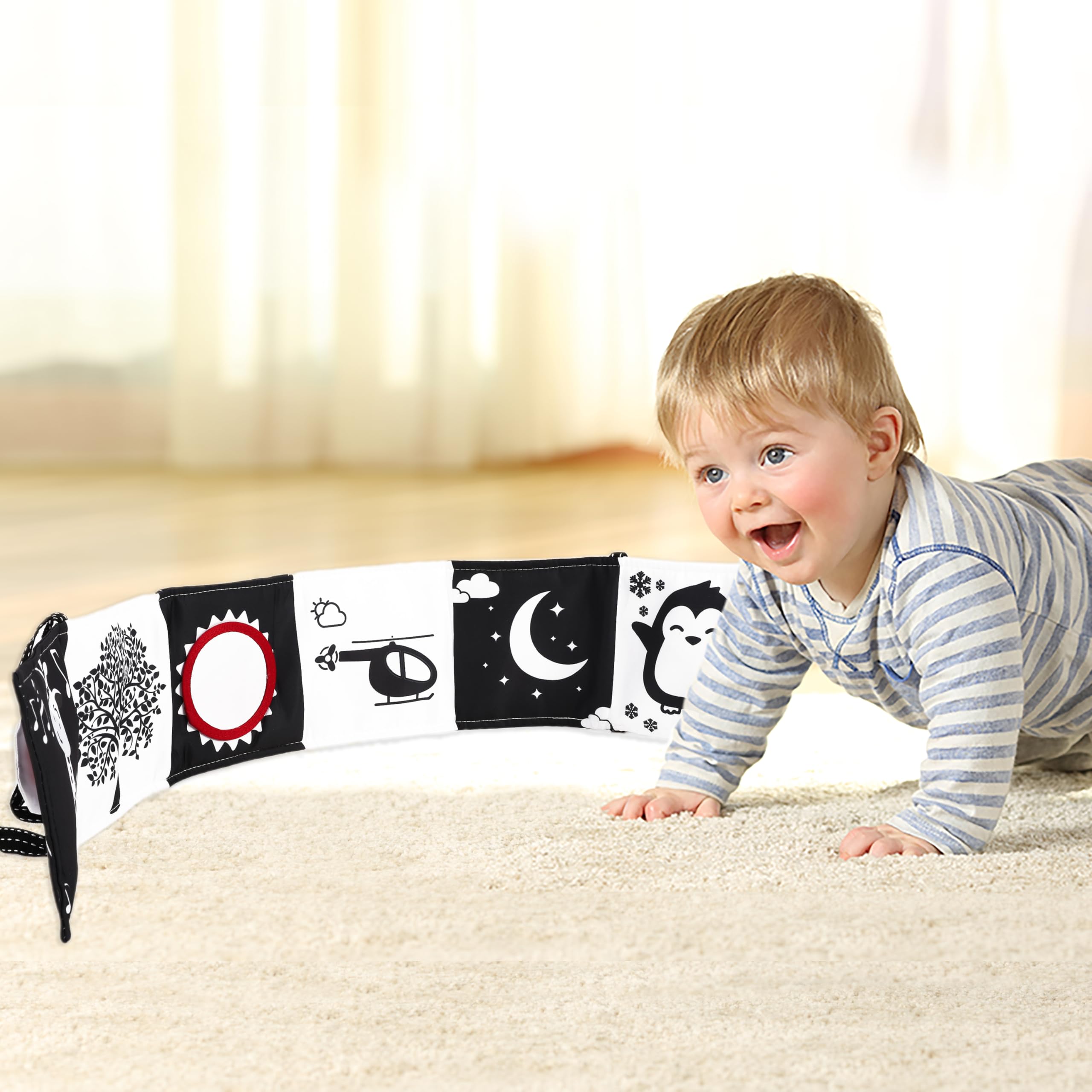 High Contrast Black and White Baby Toys for Newborns 0-3 Months - Soft Sensory Book & Montessori Tummy Time Toys for Brain Development - Perfect Infant Gift for 0-6-12 Months (Great for Early Learning, Visual Stimulation & Playtime)