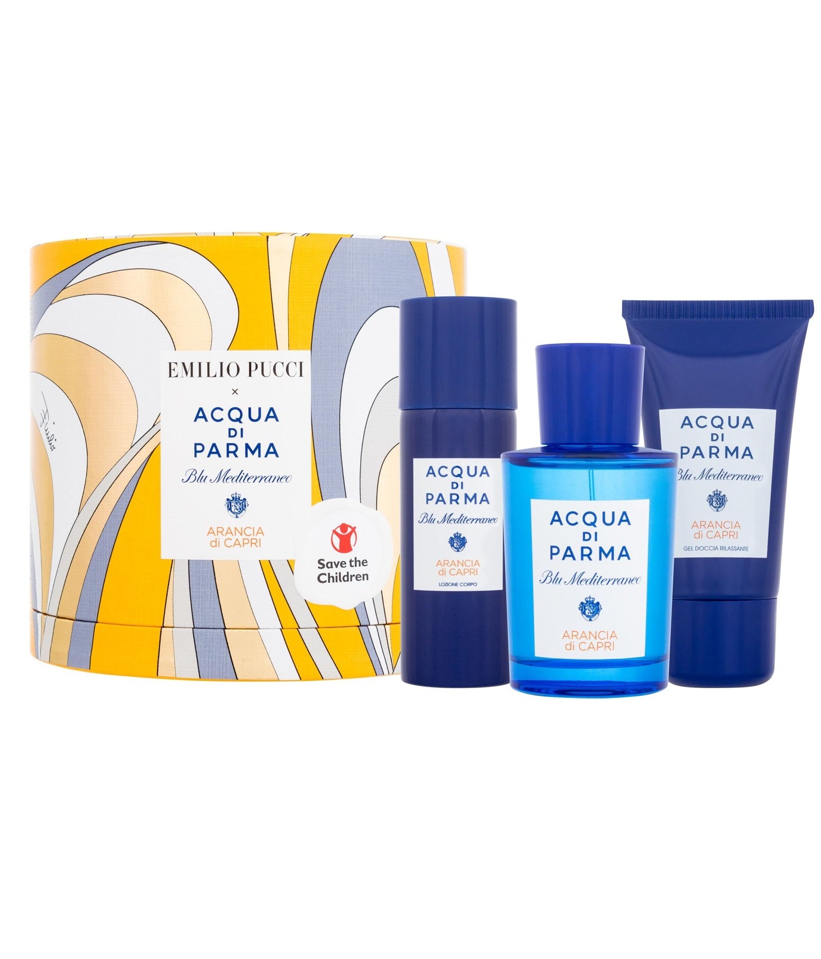 Emilio Pucci x Acqua Di Parma Blu Mediterraneo Arancia Di Capri Gift Set for Men - 75ML EDT Spray + 40ML Shower Gel + 50ML Body Lotion | Luxury Fragrance Set for Gifts, Travel & Daily Use