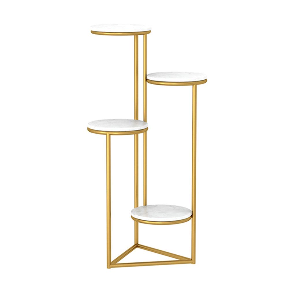 Premium 3-Tier Iron & Marble Plant Stand - Gold & White Flower Pot Holder for Indoor Decor, Living Room, Balcony - 38x38x100cm (Multiple Sizes Available) - Perfect for Home Decor, Office Plants & Garden Display