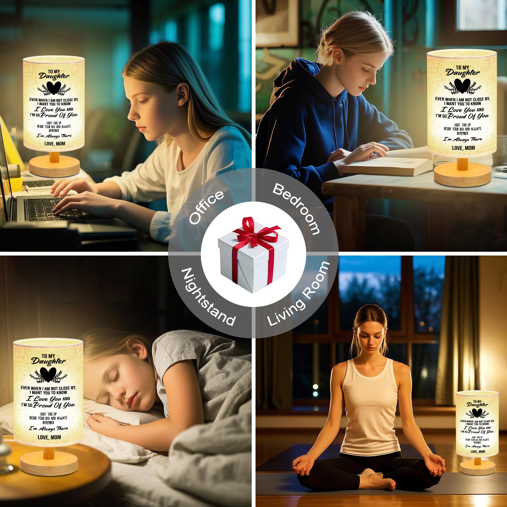 WSYEAR Daughter Gifts from Mom - Heartwarming Table Lamp for Daughter's Birthday, Mother's Day, Anniversary & Wedding | Thoughtful Gift Ideas for Special Occasions | Perfect for Bedroom, Nursery & Dorm Decor