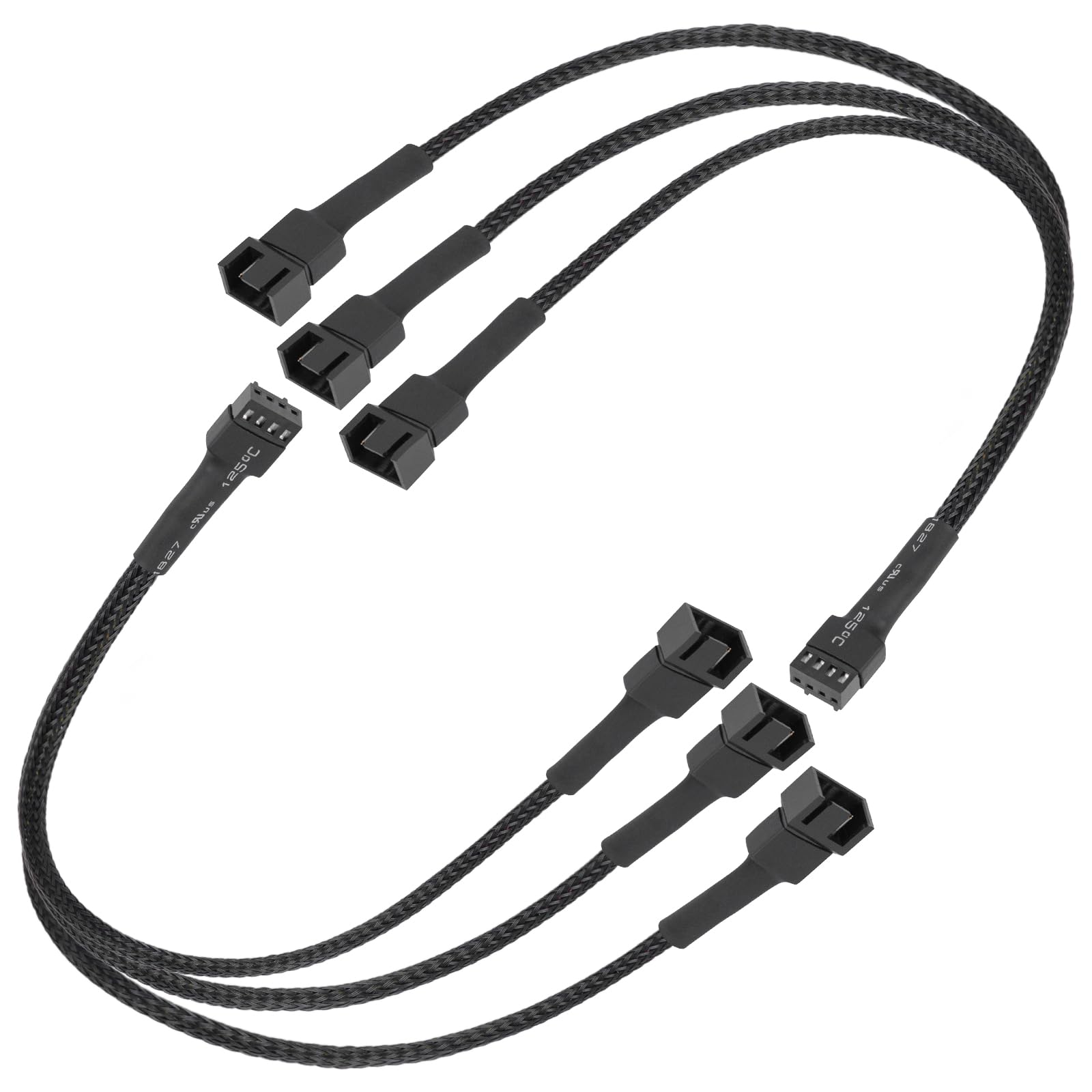 upHere Gaming PWM 3 Way 4 Pin Fan Splitter Cable - High Speed PC Fan Hub with 4 Pin/3 Pin Connectors - Durable Computer Case Fan Extension Splitter (Pack of 2) - Perfect for Gaming PC, Workstation & Server Cooling Systems