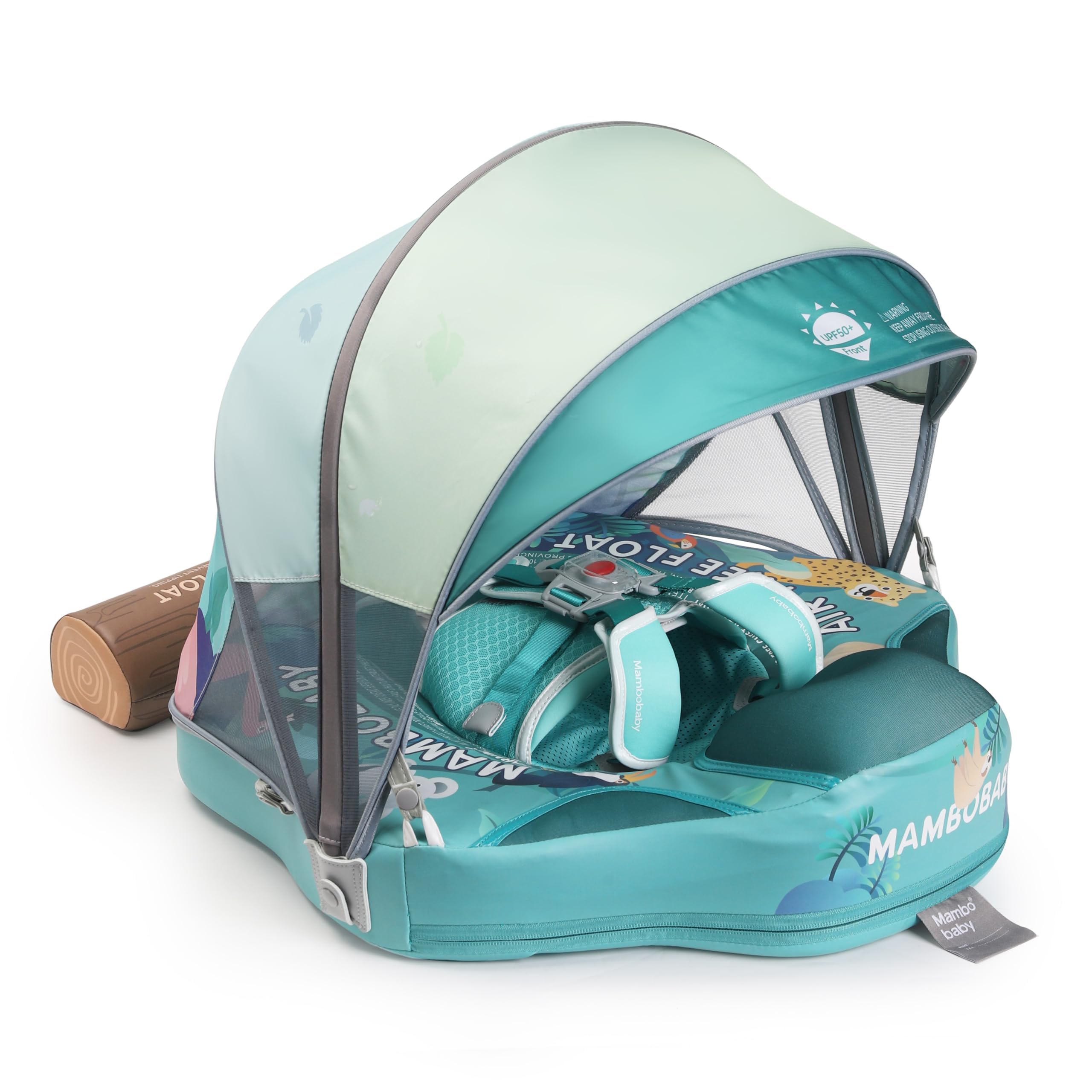 **Mambobaby Baby Pool Float with Canopy & Tile – Non-Inflatable Infant Swim Trainer Ring for Toddlers 3-24 Months – Adjustable Strap for Boys & Girls – Perfect for Beach, Pool & Water Play**