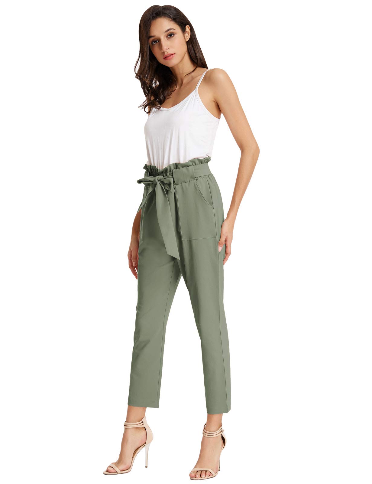 GRACE KARIN Women's High Waisted Paper Bag Pants - Slim Fit Office Pencil Pants for Work & Casual Wear | Perfect for Business Attire, Date Night & Everyday Outfits