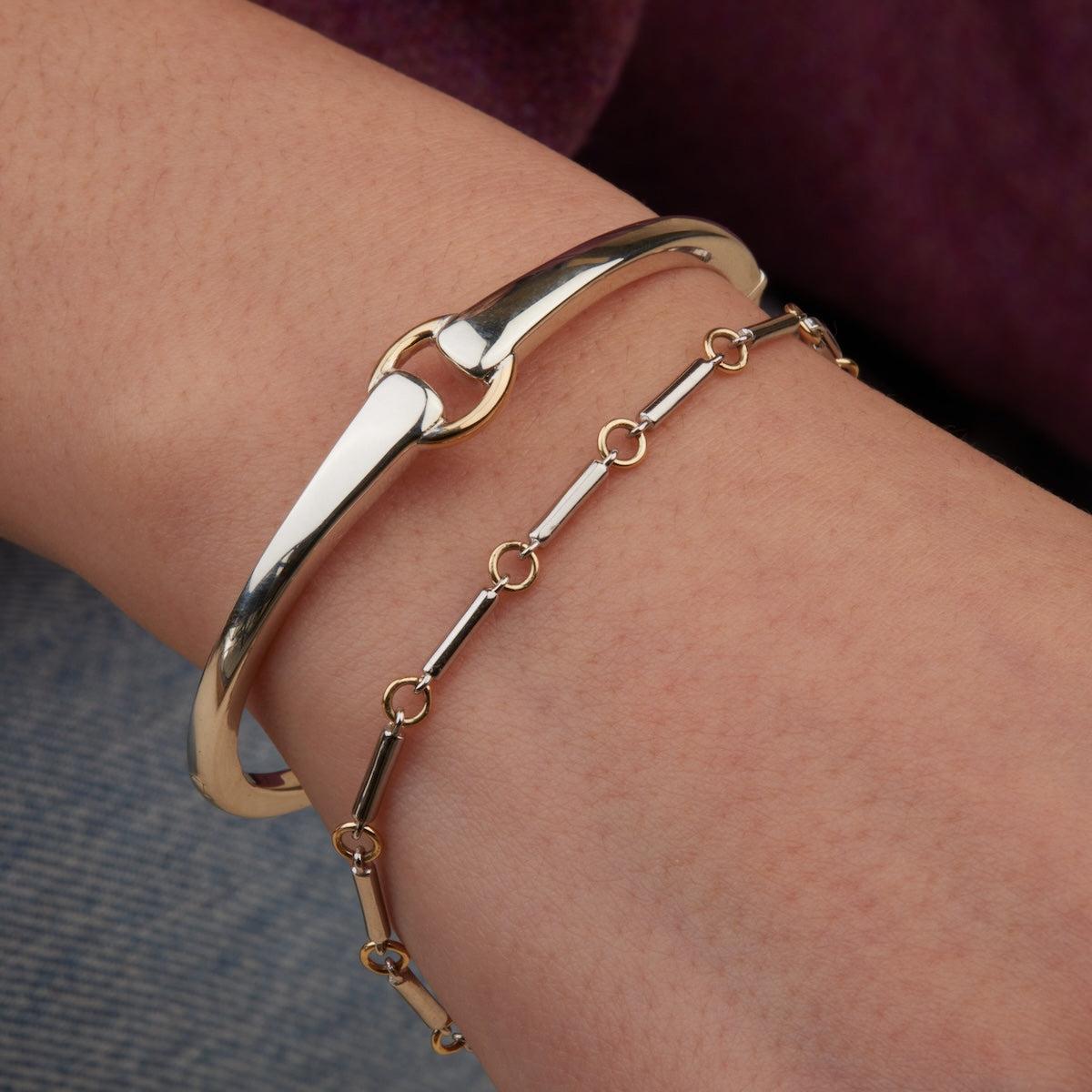 Two Tone Sloan Bracelet - Elegant Gold & Silver Cuff for Women | Perfect for Everyday Wear, Office & Special Occasions