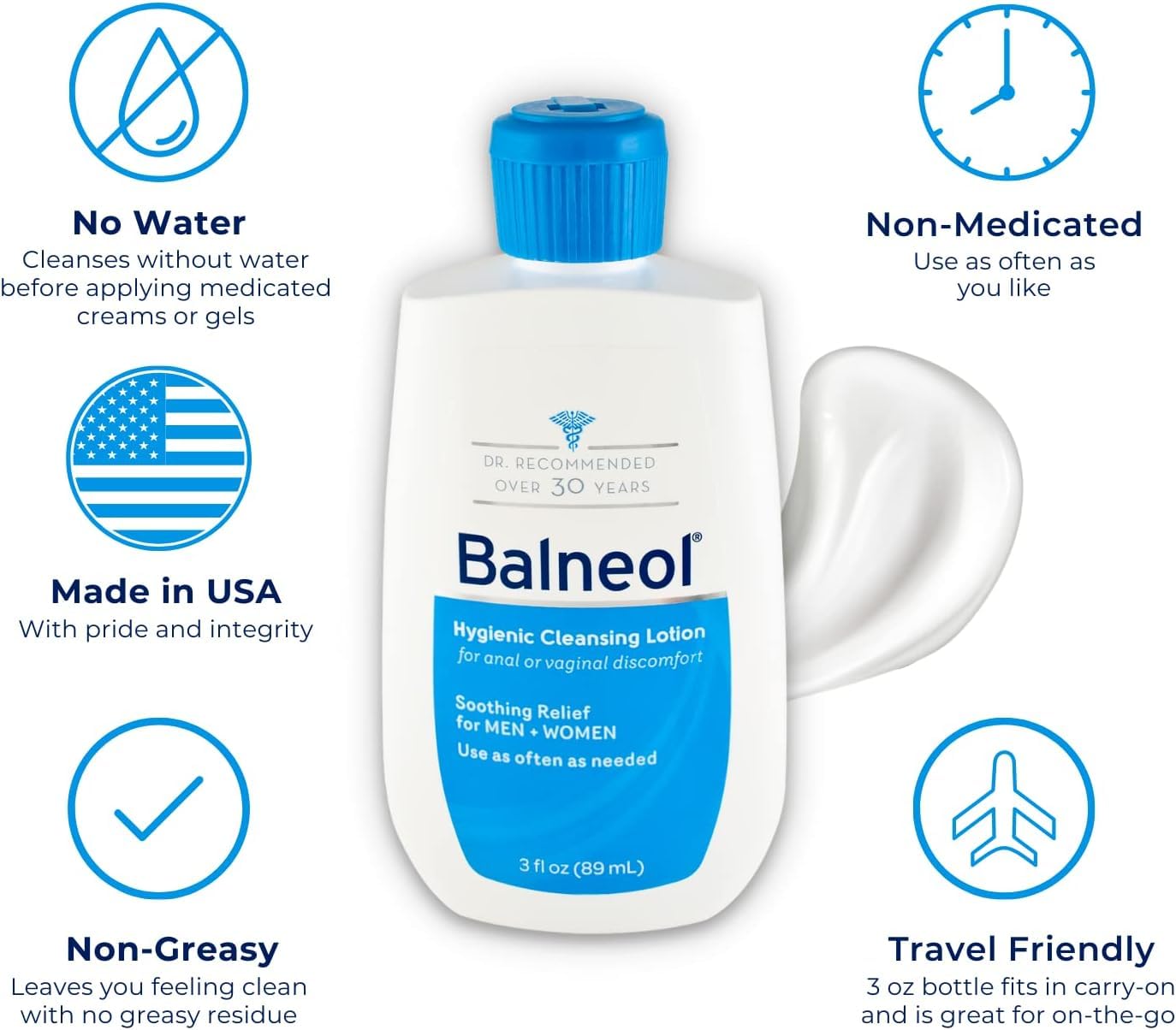 Balneol Hygienic Cleansing Lotion for Sensitive Skin - 3 oz (Pack of 11) | Gentle Perineal & Personal Hygiene Care | Ideal for Postpartum, Elderly & Incontinence Use