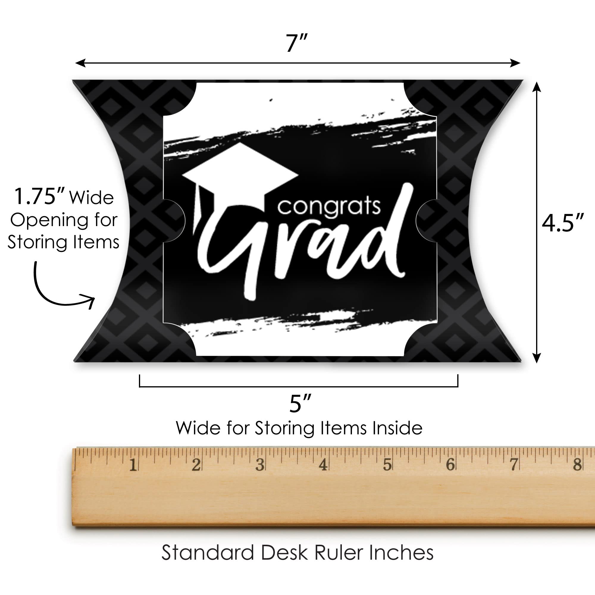 Black & White Graduation Gift Boxes - Set of 12 for Party Favors