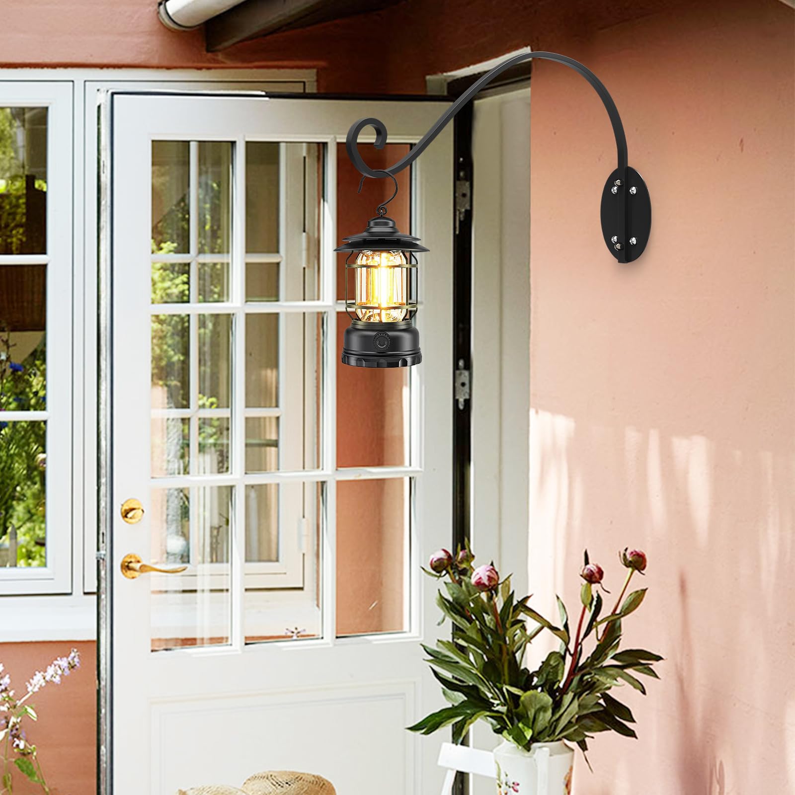 16 Inch Outdoor Plant Hangers - Hand-Forged Metal Wall Hooks for Hanging Baskets, Flowers, Lanterns & Wind Chimes | Black Bird Feeder Hanger | Perfect for Garden, Patio & Balcony Decor