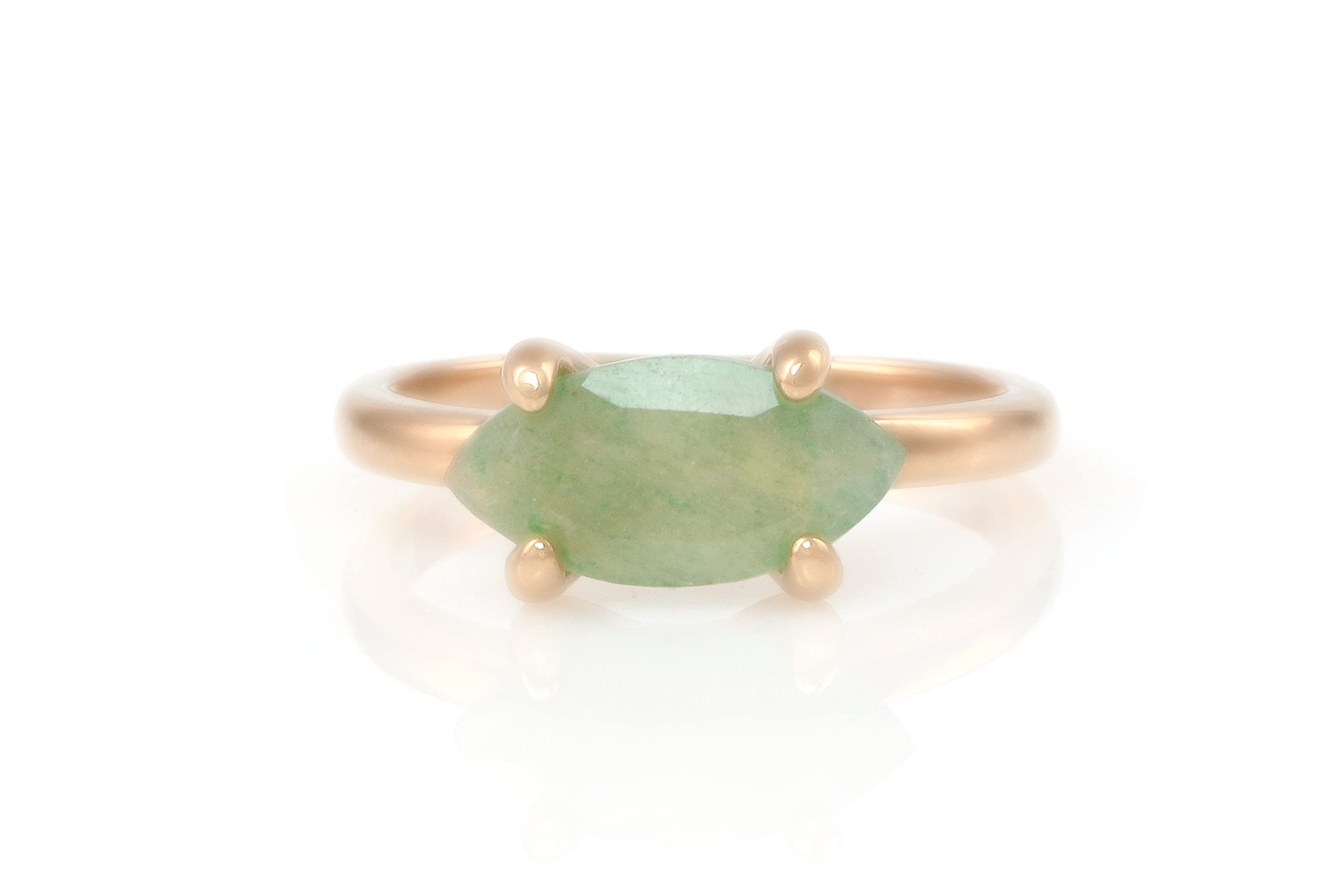 Rose Gold Anemone Green Aventurine Ring - Boho Stackable Jewelry for Women - Perfect for Everyday Wear & Gifting