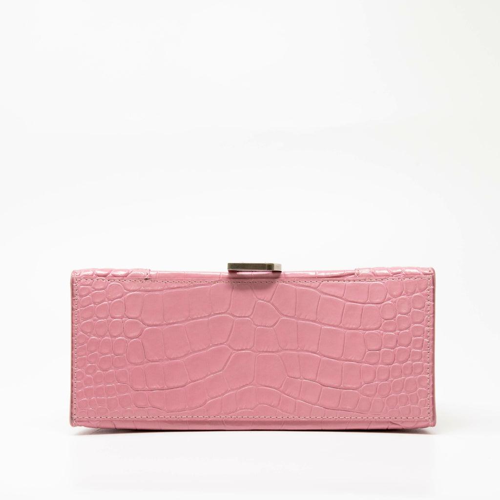 Balenciaga Small Pink Crocodile Hourglass Bag - Luxury Designer Handbag for Women, Perfect for Parties, Dates & Evening Events