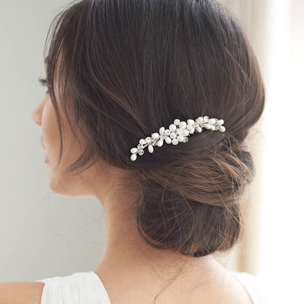 Brishow Crystal Bridal Hair Comb - Pearl Wedding Hair Accessories for Women & Girls (Silver) - Perfect for Brides & Special Occasions