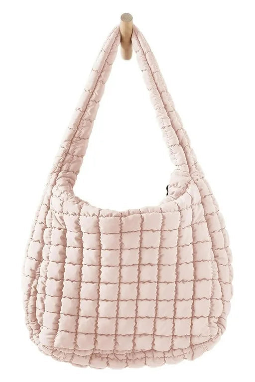 Quilted Everyday Shoulder Bag for Women - Stylish Pink Crossbody Purse for Work, Travel & Shopping | Lightweight & Spacious Handbag