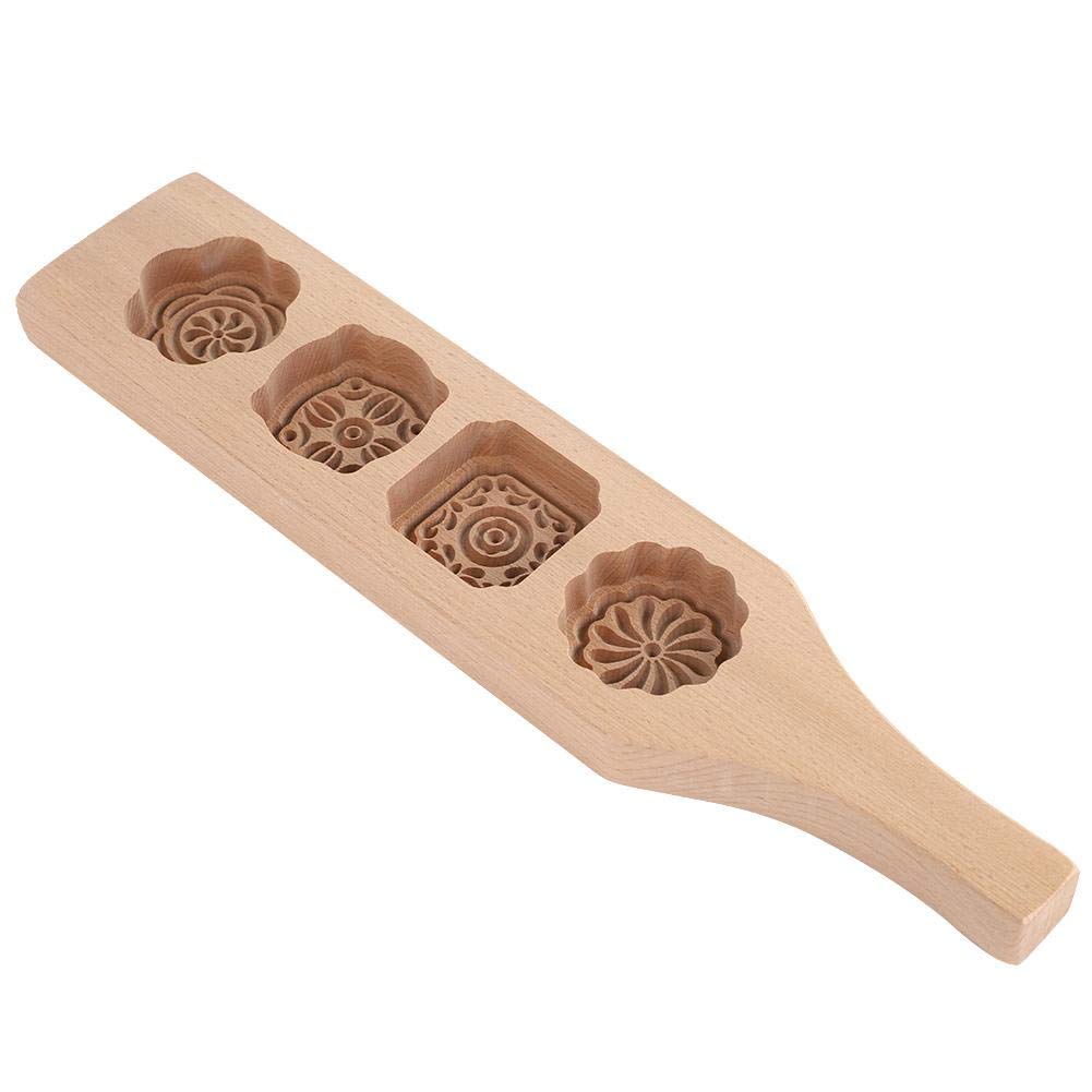 Wooden Mooncake Mold - Traditional Handmade Moon Cake Mould for Baking, Mung Bean Cake & Ice Skin Pastry (Size 1#) - Perfect for Mid-Autumn Festival, Asian Desserts & Home Baking