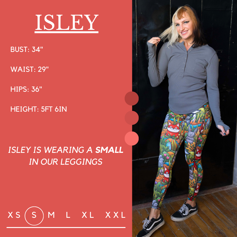 Woodland Creatures Leggings for Women - Cute Animal Print Yoga Pants with Fox, Deer & Owl Design - Perfect for Yoga, Workout & Casual Wear
