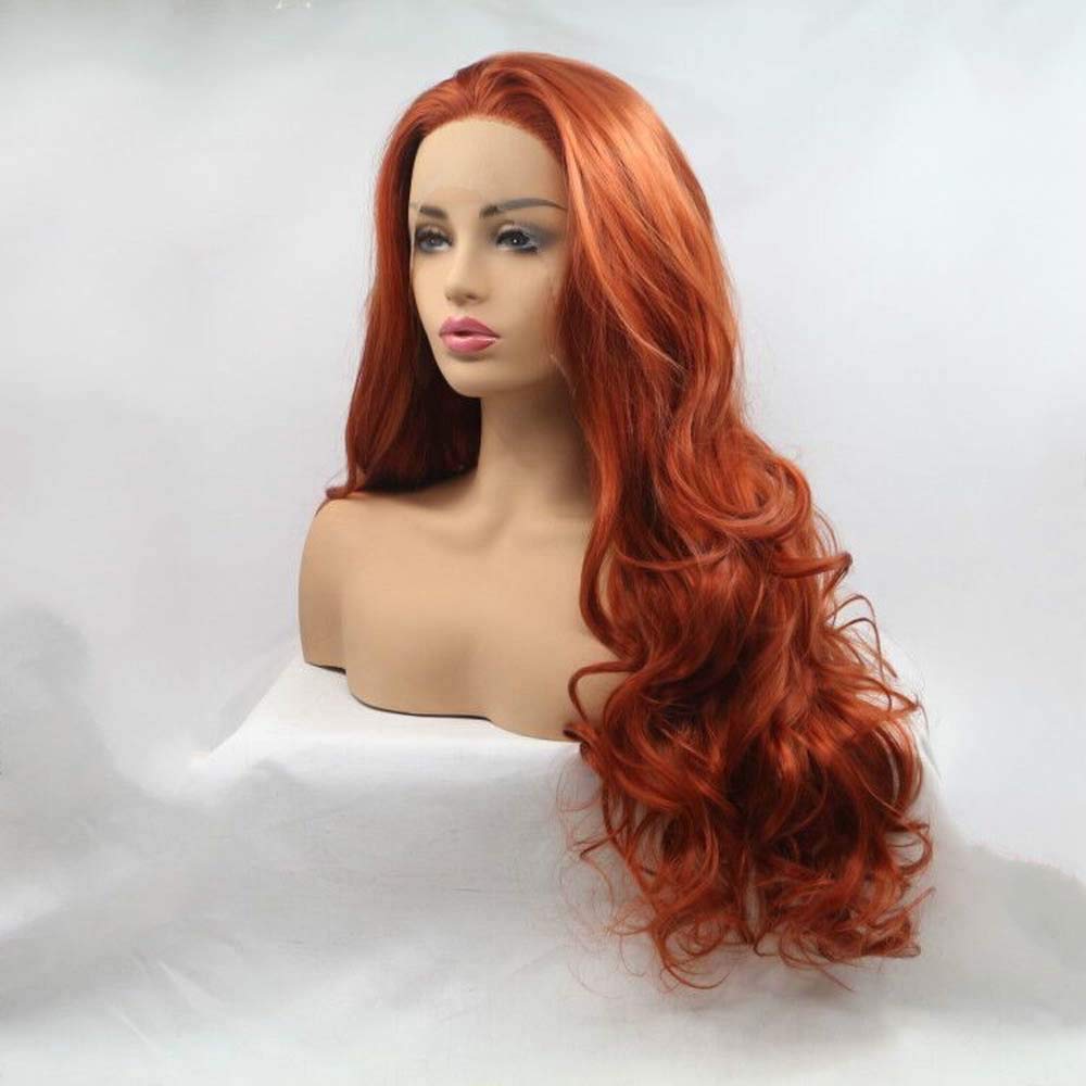 Melody 360# Color Long Body Wave Synthetic Lace Front Wig - Heat Resistant Brown Red & Copper Red Wigs for Women | Perfect for Cosplay, Daily Wear & Special Occasions