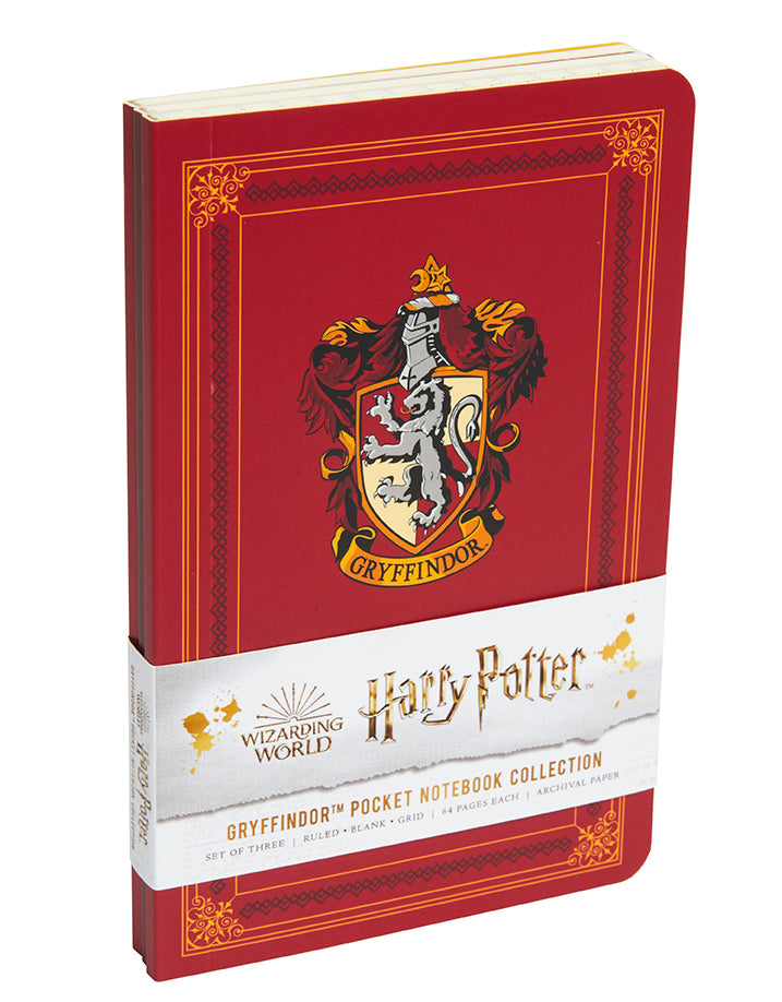 Harry Potter Gryffindor Pocket Notebook Set of 3 - Mini Journal for School, Office & Travel - Collectible Wizarding World Stationery for Fans