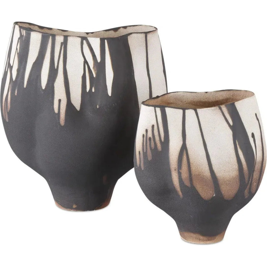 12 Inch Inoue Porcelain Black Vase - Elegant Home Decor for Living Room, Dining Table & Office Centerpiece