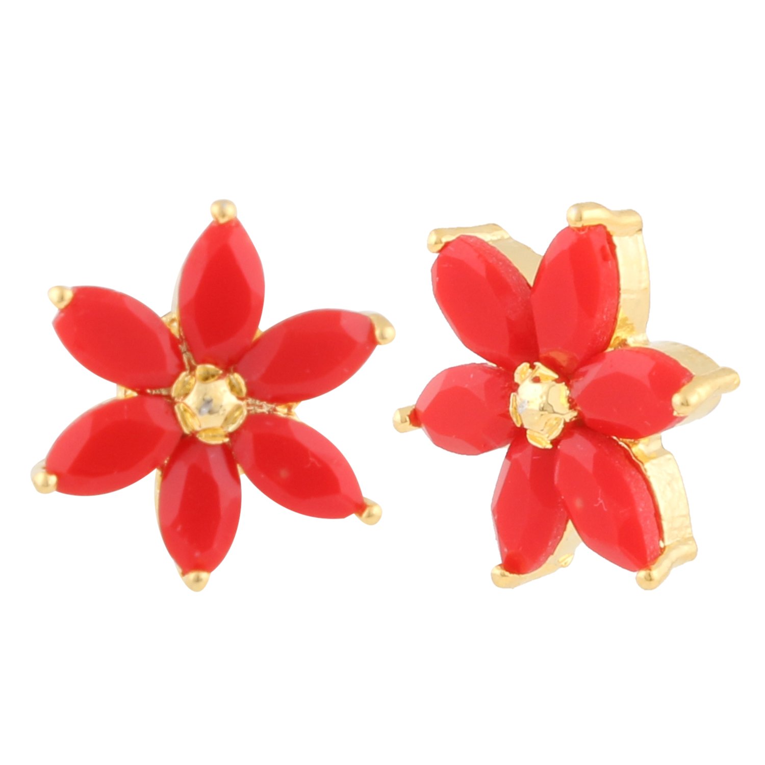 Ethnadore Indian Bollywood Designer Traditional CZ Stud Earrings for Women & Girls | Valentine's Day Gift for Her | Red Crystal Jewelry | Perfect for Weddings, Parties & Festive Occasions