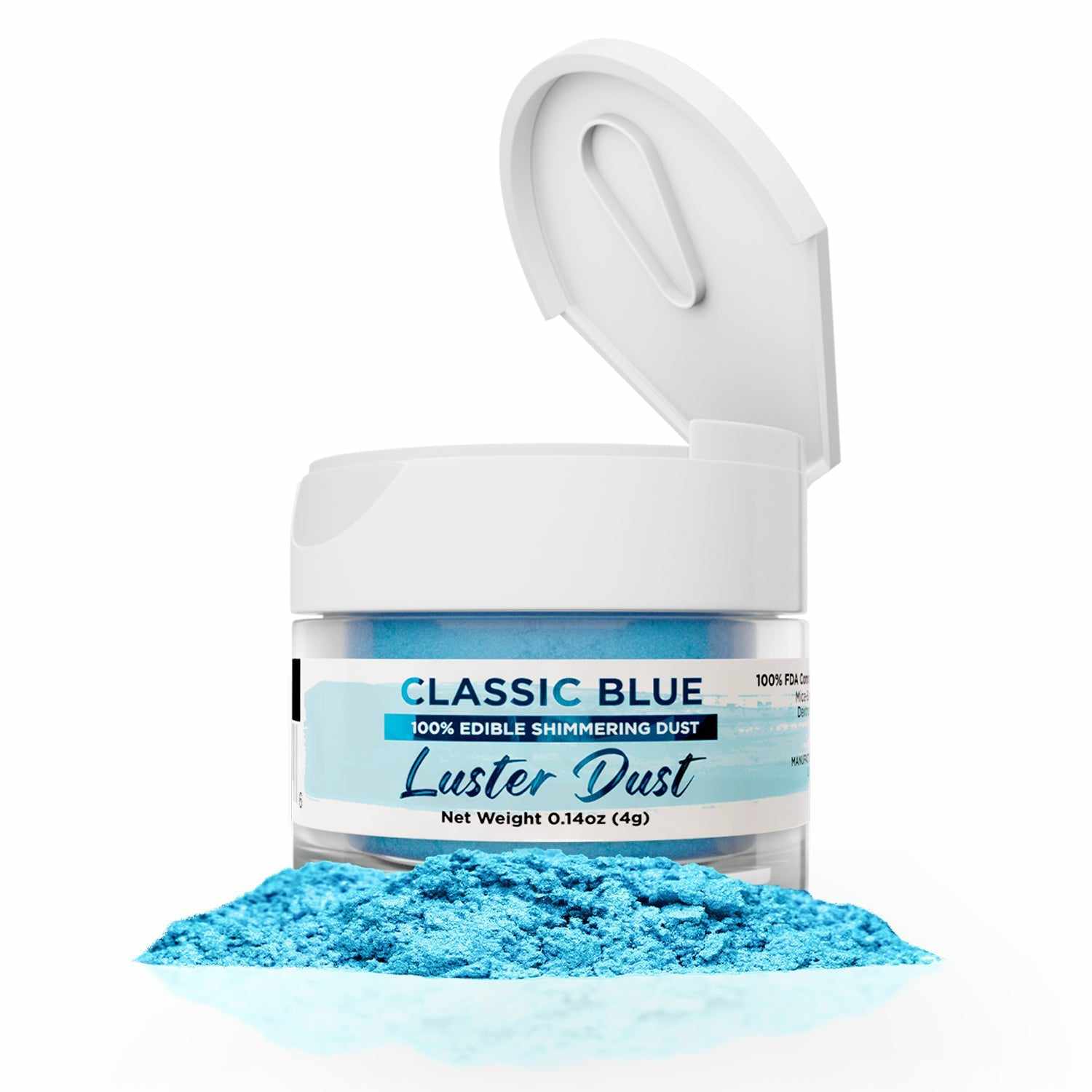 Premium Classic Blue Luster Dust - 4 Gram Food Grade Edible Glitter for Cake Decorating, Cupcakes, Cookies & Chocolate - Vegan & Kosher Certified Baking Supplies