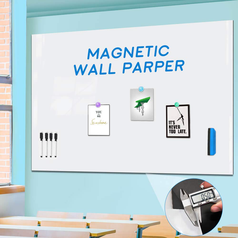 Large Magnetic Whiteboard Wall Sticker - Non-Adhesive Back, Reusable Dry Erase Board with Nano Tape | 94x48 Inch Thick Writable Erasable Board for Home Office, Homeschool & Kids | Includes 4 Markers & 4 Magnets | Perfect for Presentations, Schedules & Creative Learning
