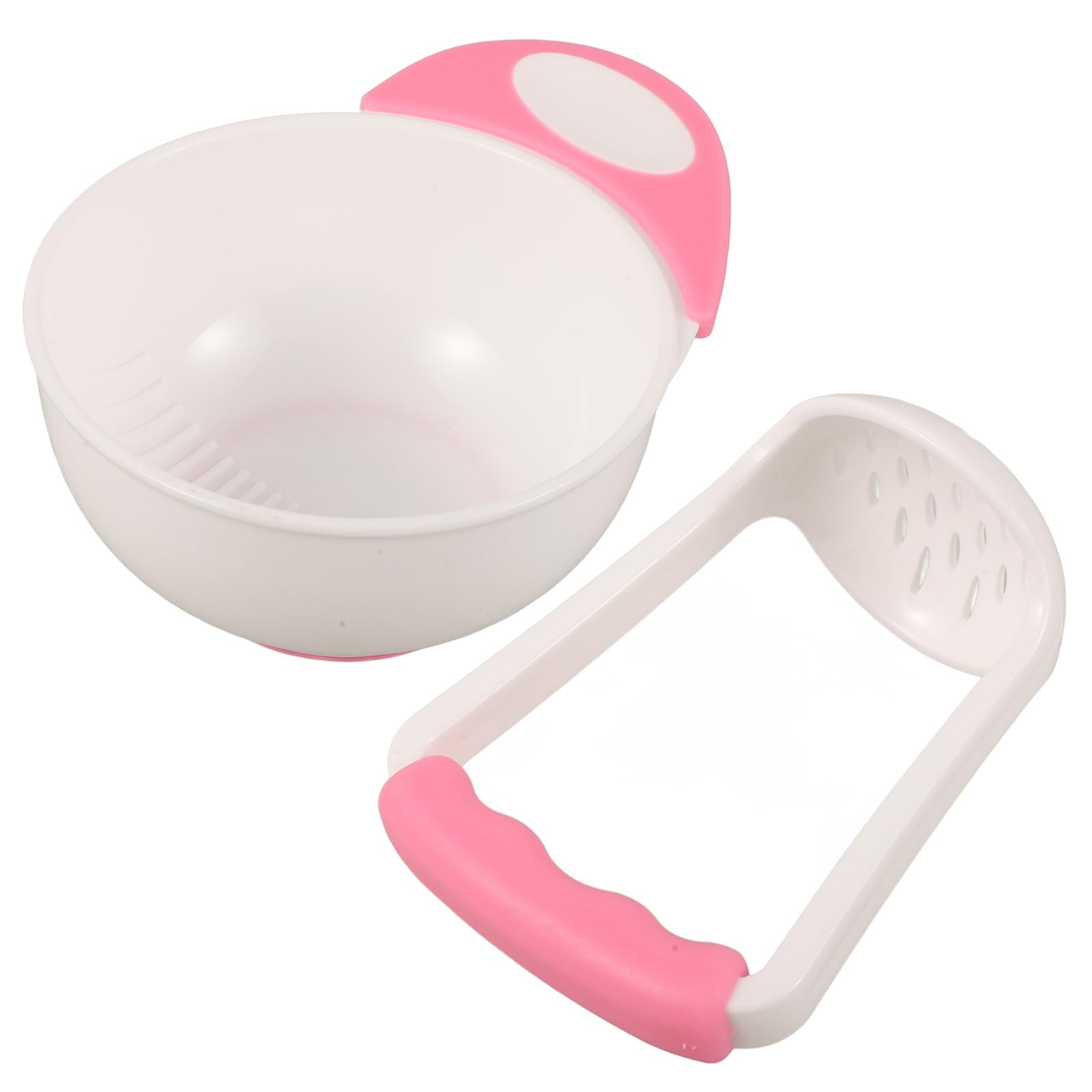 Baby Food Masher Bowl Set - Manual Food Mill & Grinding Bowl for Infants - Soft Pink Baby Food Processor - Perfect for Homemade Purees & Toddler Meals - Ideal for Baby-Led Weaning & First Foods Preparation