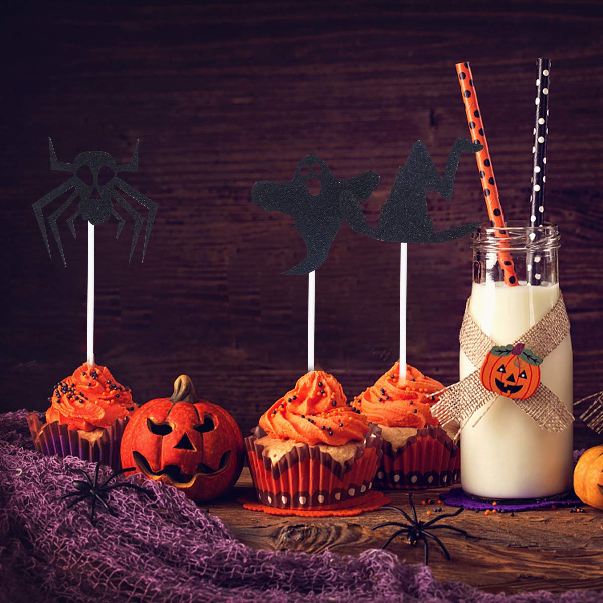 Balacoo 20pcs Halloween Cake Decorations Set - Spooky Cake Toppers, Cupcake Picks & Inserts for Halloween Party Desserts | Perfect for Halloween Cakes, Cupcakes, Cookies & Party Treats