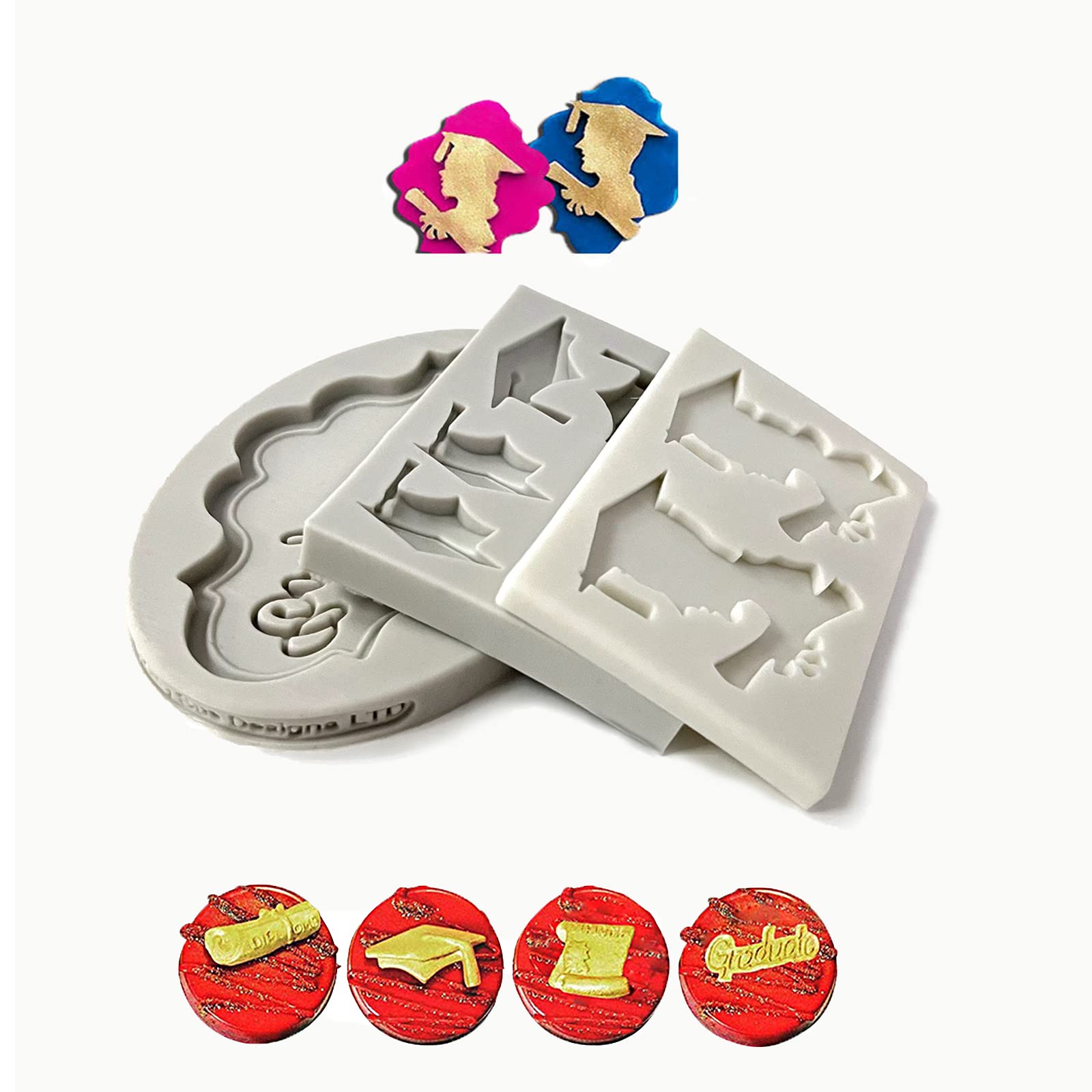 3-Piece Graduation Candy Mold Set - Grad Cap, Diploma & Doctoral Cap Chocolate Molds for Cake Decorating | Perfect for Graduation Parties, Cupcake Toppers & Candy Making (Congrats Grad Theme)