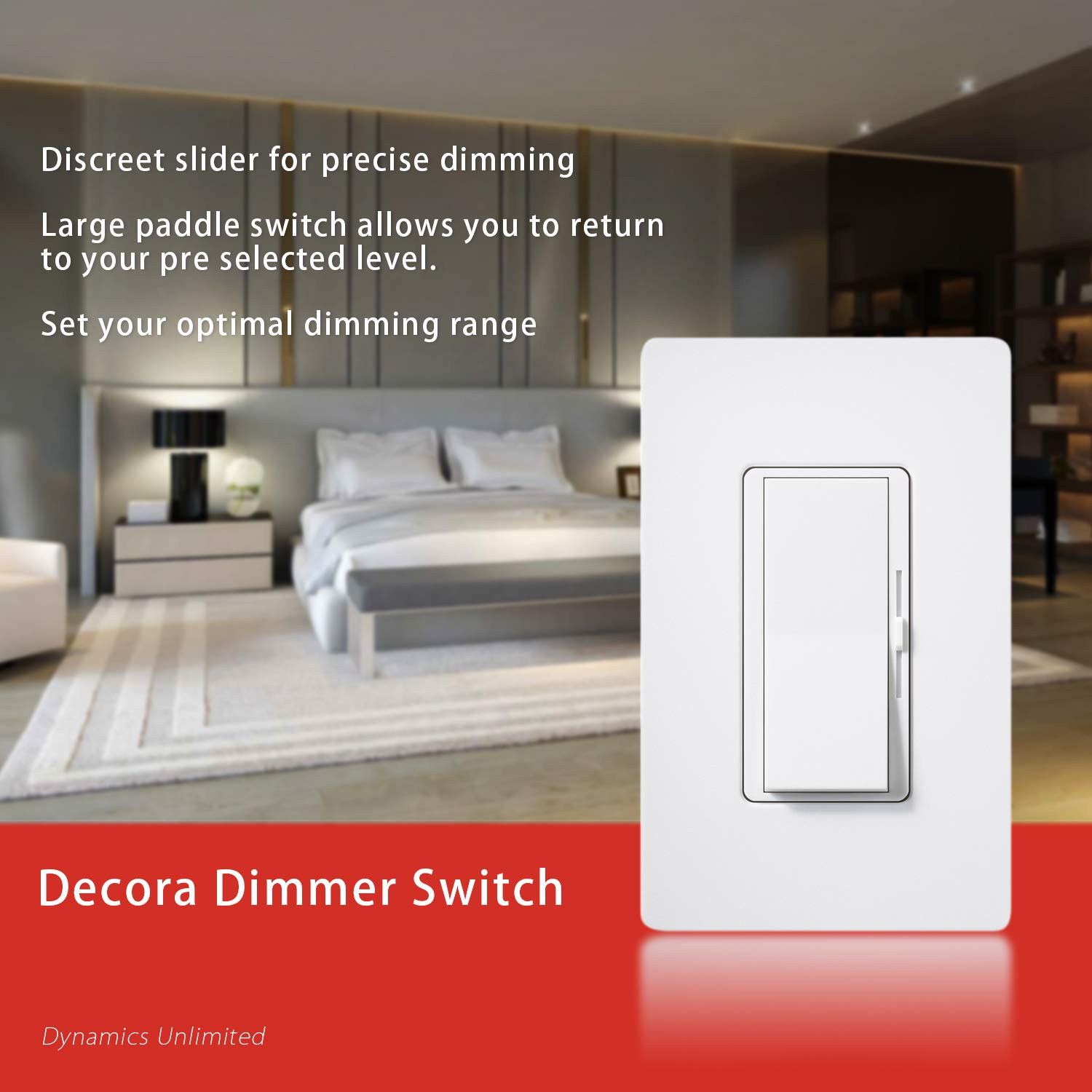 10 Pack Dimmer Switch - Single Pole or 3-Way, 600W LED/Incandescent Compatible - White Wall Plate Not Included - Perfect for Bedroom, Living Room & Kitchen Lighting Control