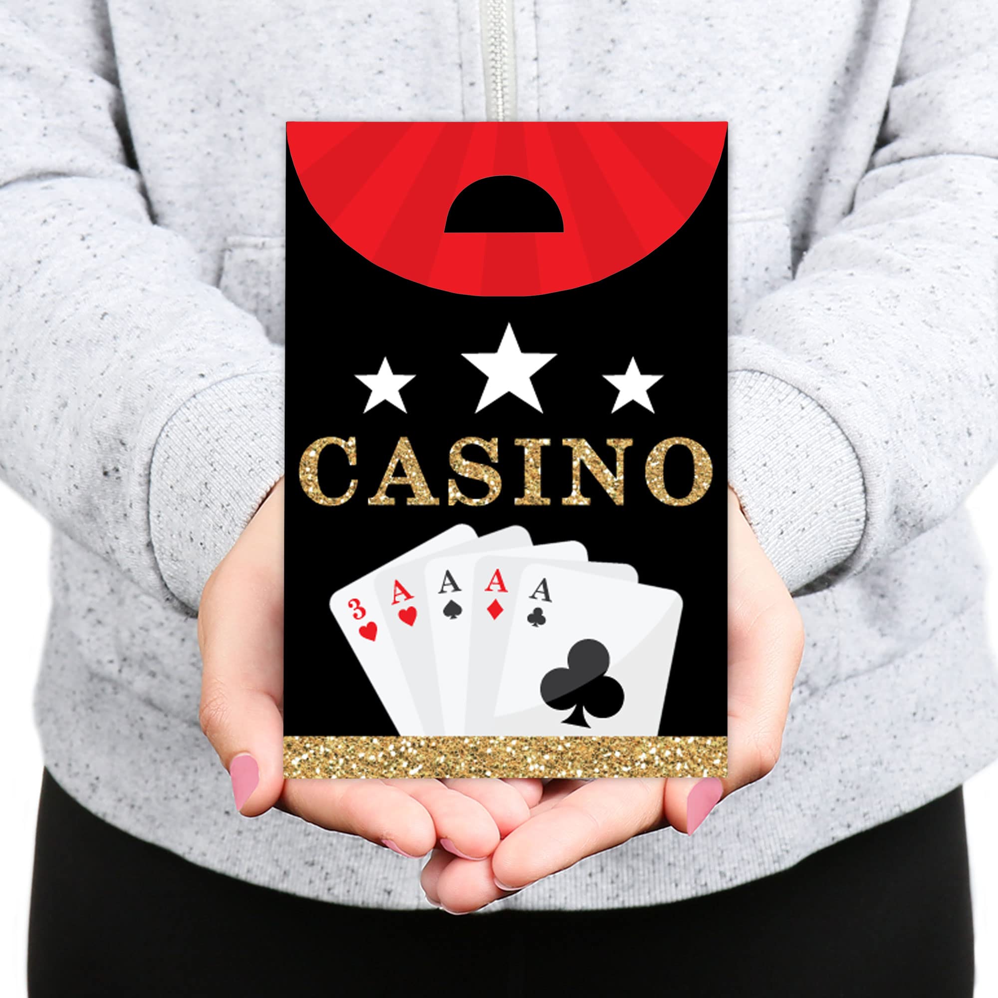 Big Dot of Happiness Las Vegas Casino Gift Favor Box - Set of 12 Party Goodie Bags for Casino Night, Bachelorette Party & Themed Events