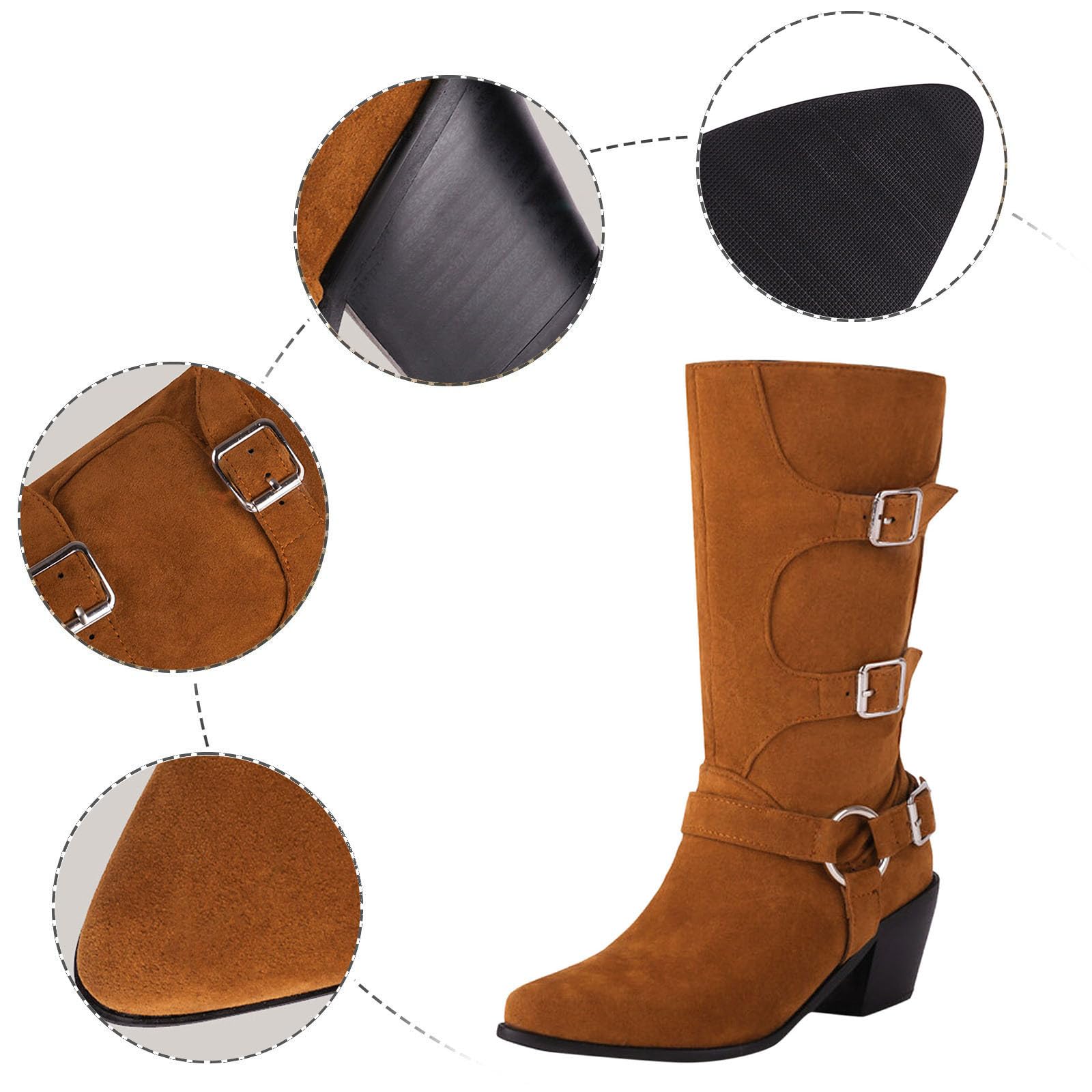 **Women's Waterproof Hiking Boots - Brown Half Height Wellington Safety Shoes for Outdoor & Work - Non-Slip, Durable for Hiking, Gardening & Construction**
