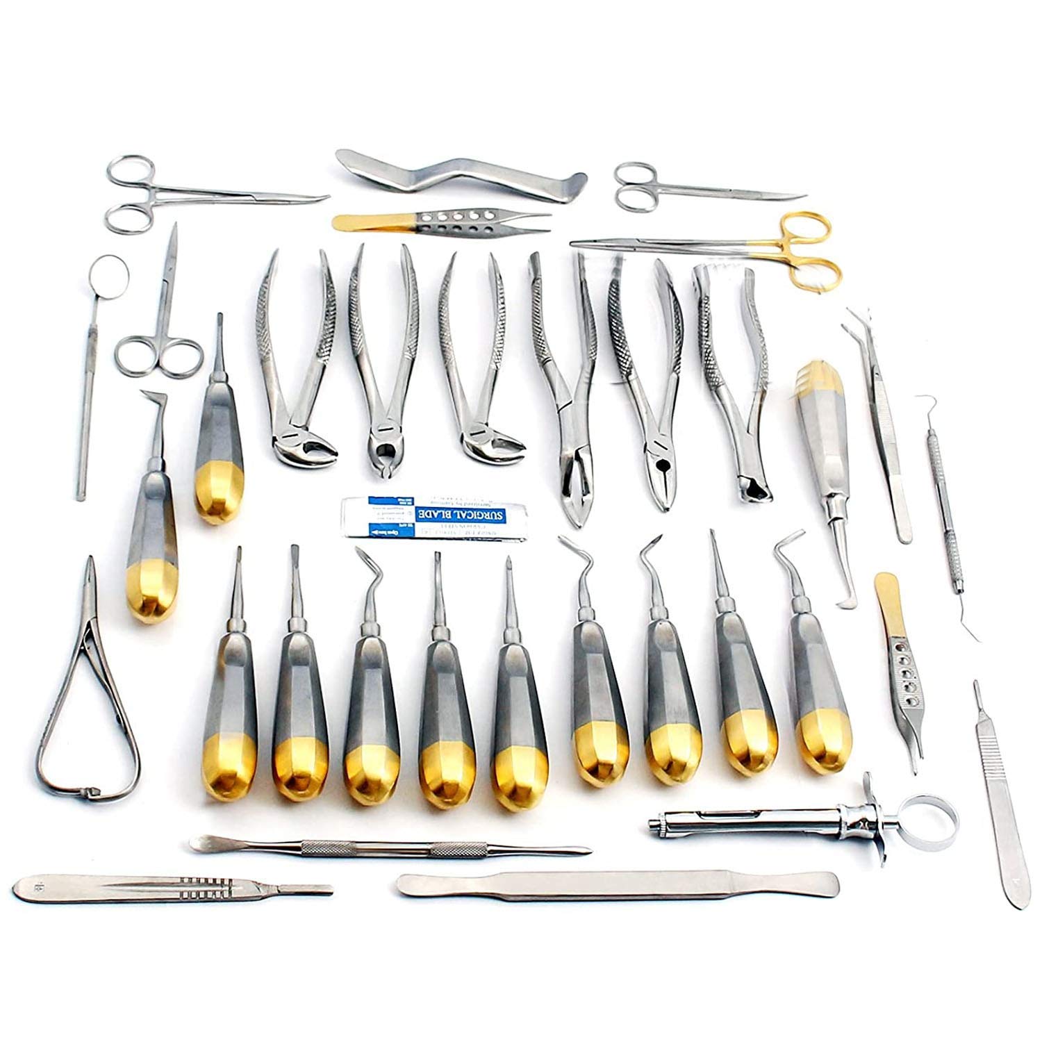 Premium Stainless Steel German Grade 74-Piece Dental Extraction Elevator & Forceps Set - Professional Oral Surgery Instruments for Dentists & Clinics | Ideal for Tooth Extractions, Dental Procedures & Oral Surgeries