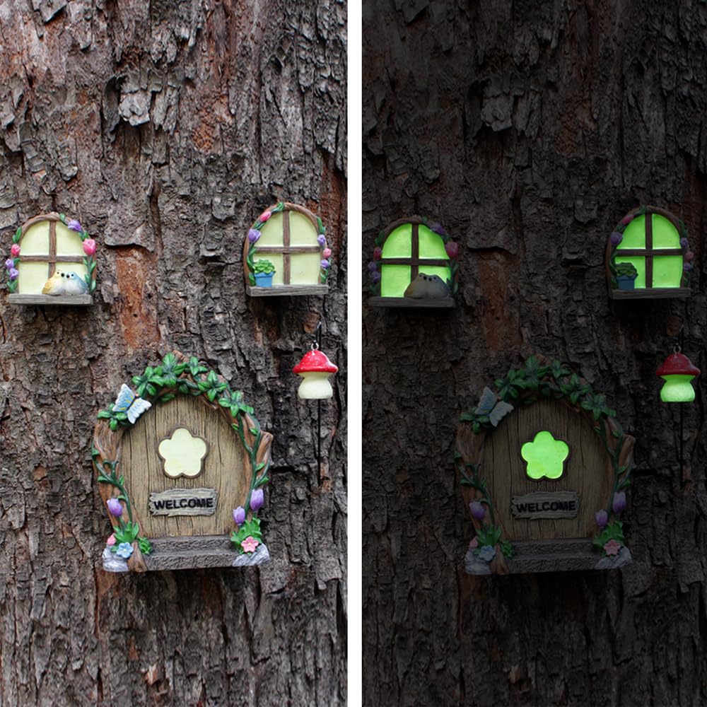 Outdoor Garden Sculptures & Miniature Fairy Garden Decorations - Garden Gnomes, Tree Faces & Glow-in-the-Dark Figurines for Fairy Gardens, Yard Art & Landscape Design