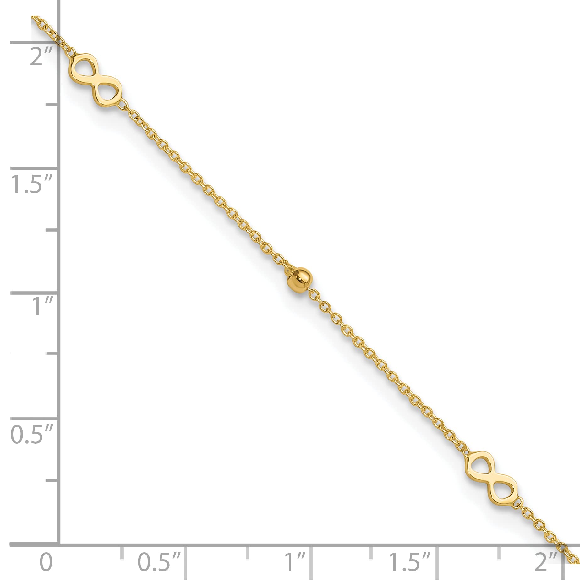 14K Yellow Gold Polished Infinity Anklet with 1