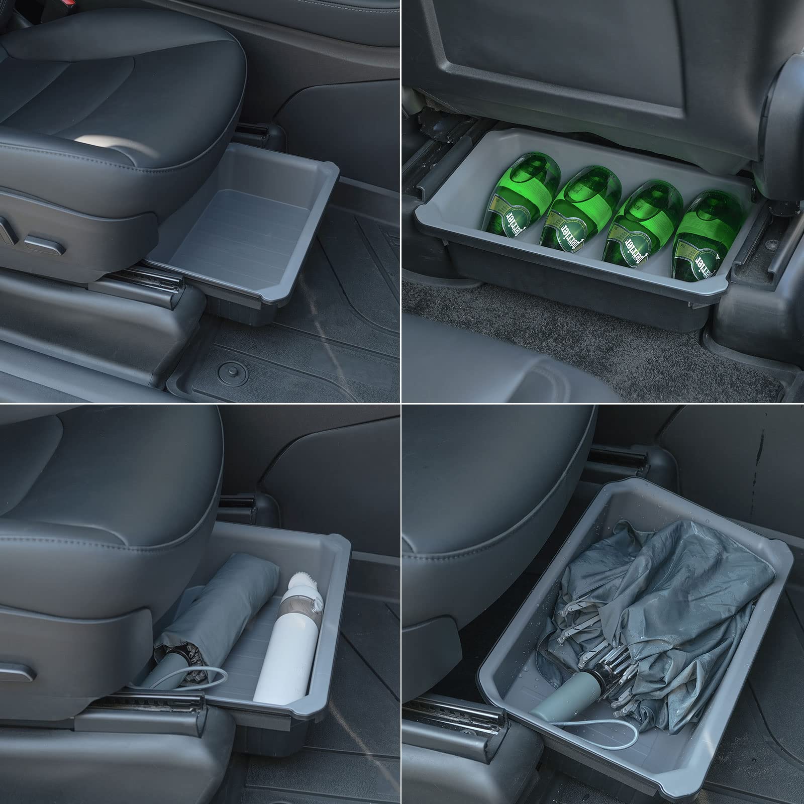 Tesla Model Y Seat Organizer - TPE+ABS Double Hidden Storage for Model Y Accessories - Perfect for Road Trips & Daily Commute