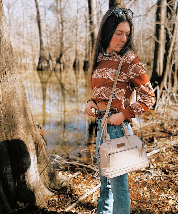 Wrangler Dome Satchel Crossbody Bag for Women & Men - Durable Leather Shoulder Bag - Perfect for Travel, Work & Everyday Use