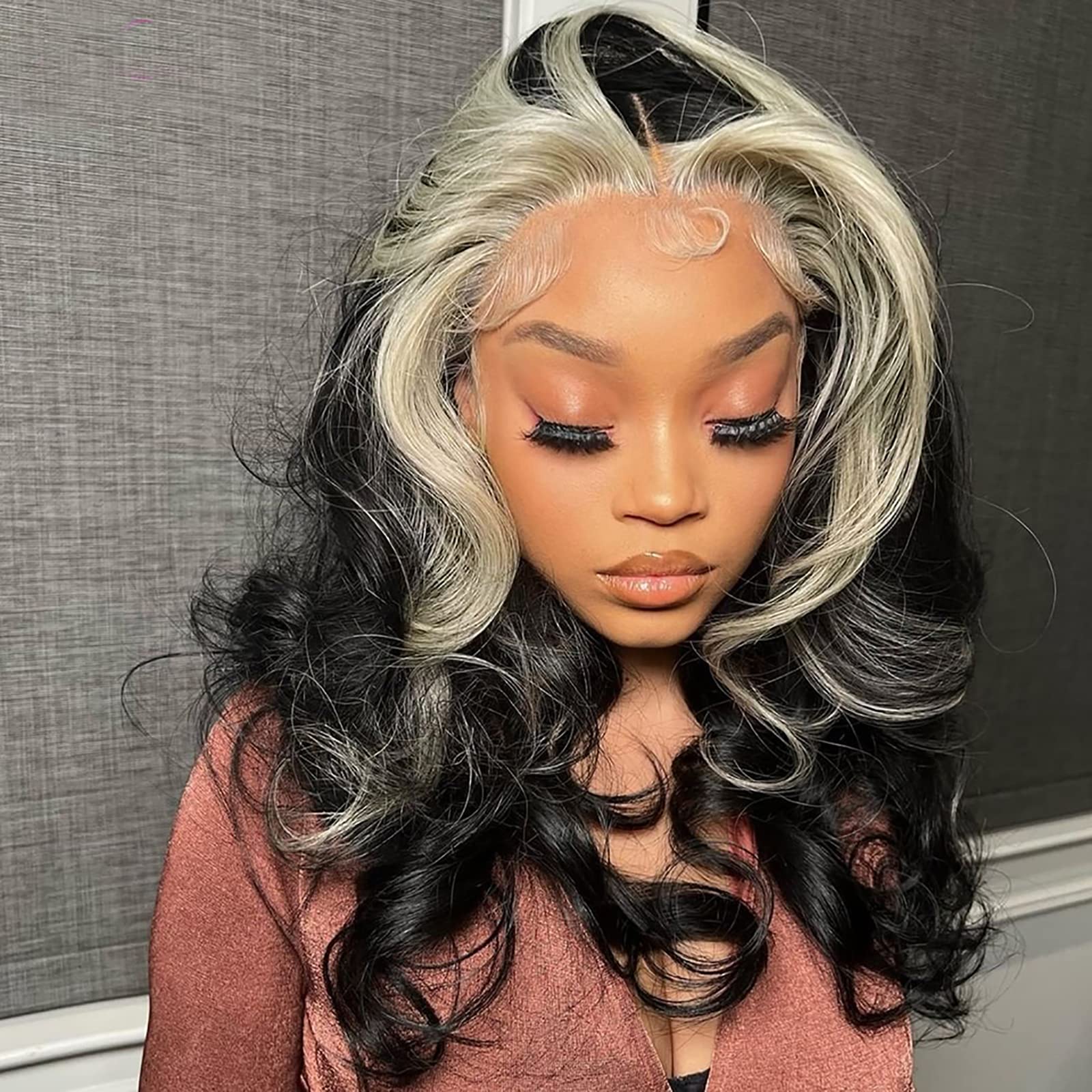 ANDRIA 13X4 HD Lace Front Wigs - Pre-Plucked Hairline, 16 Inches Body Wave Highlight Blonde Human Hair Wig | Glueless Lace Frontal with Baby Hair, 200% Density Short Bob Wig | Perfect for Daily Wear, Cosplay, and Special Occasions